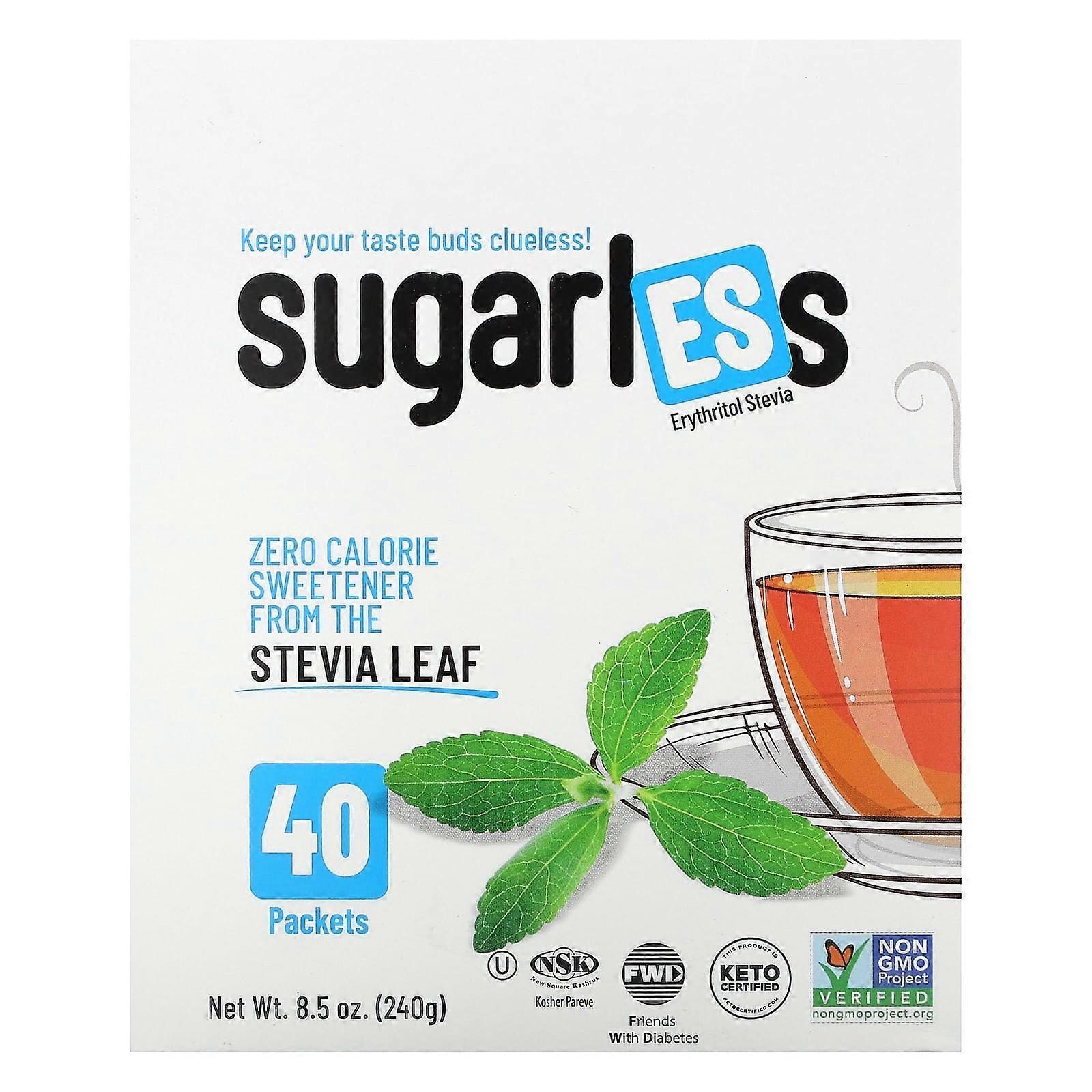 Sugarless, Erythritol Stevia, 40 Packets, 0.21 oz (6g) Each