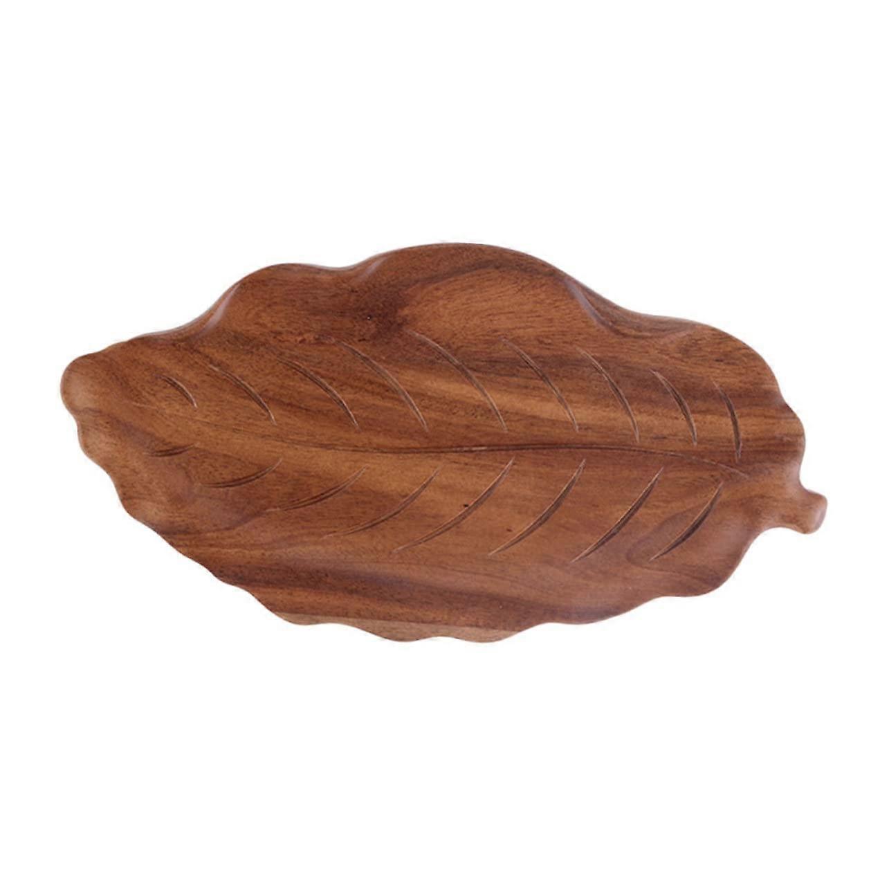 Wooden Leaf Tray Solid Wood Serving Tray Rustic Teaware Holder Home Decor