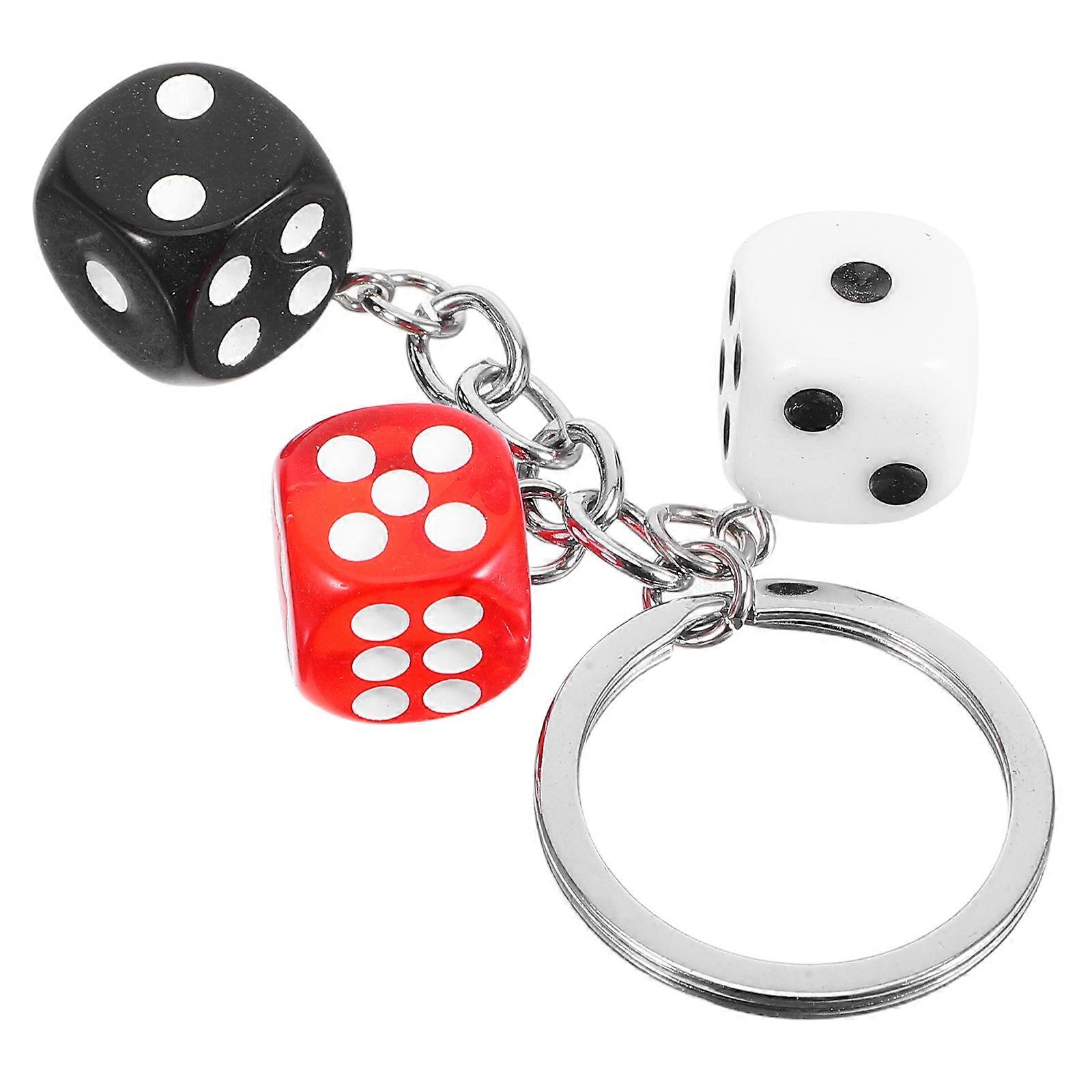 Keychain 3Pcs 6-Sided Pendant Charm Keyring for Bag Decoration