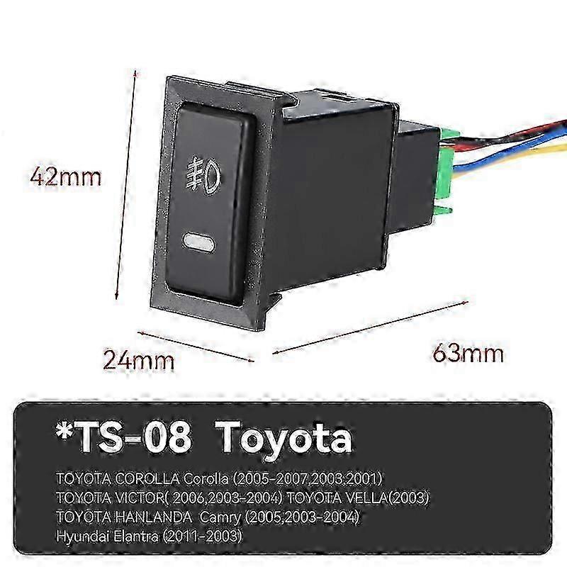 Automobile Refitting Fog Lamp Switch 12V 39mm OEM Dual Push-On Off Switch Button LED Light Bar Fog Light Switch Amber For Toyota[jkw] Hwy