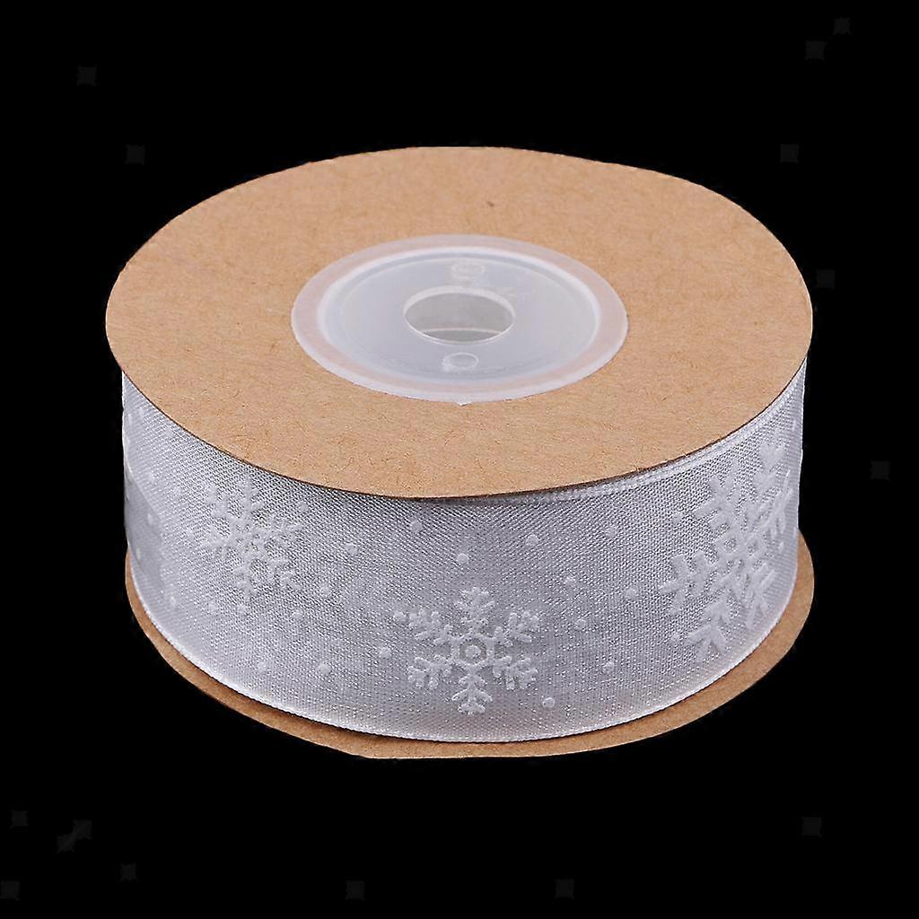 10 Meters Snowflake Printed Sheer Ribbons for Christmas Red White