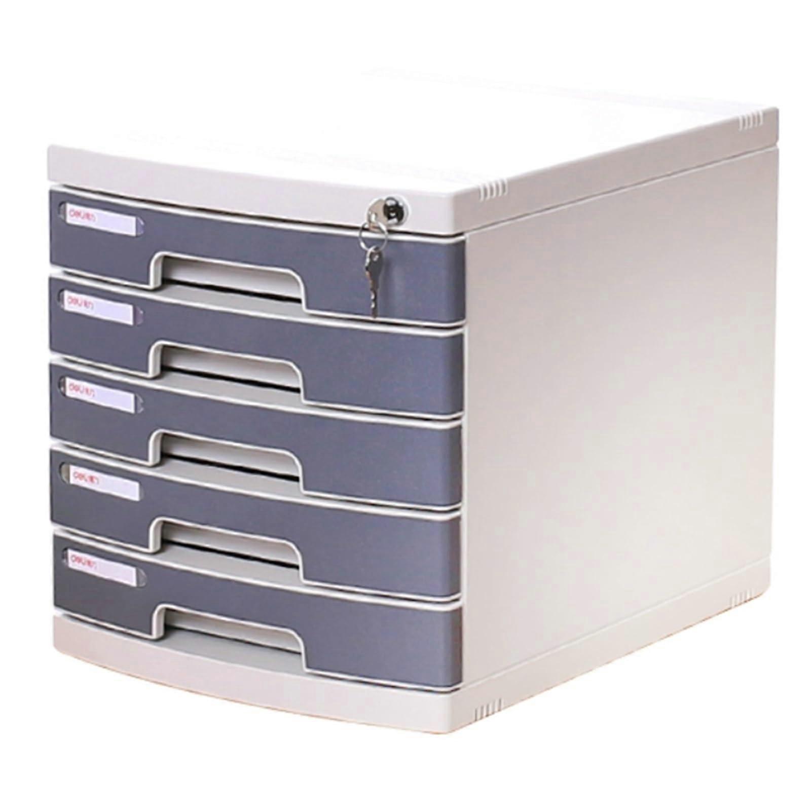 File Cabinet Desk Plastic MultiLayer Drawer With Lock 5Layers Office Storage Box Desktop Document Organizer