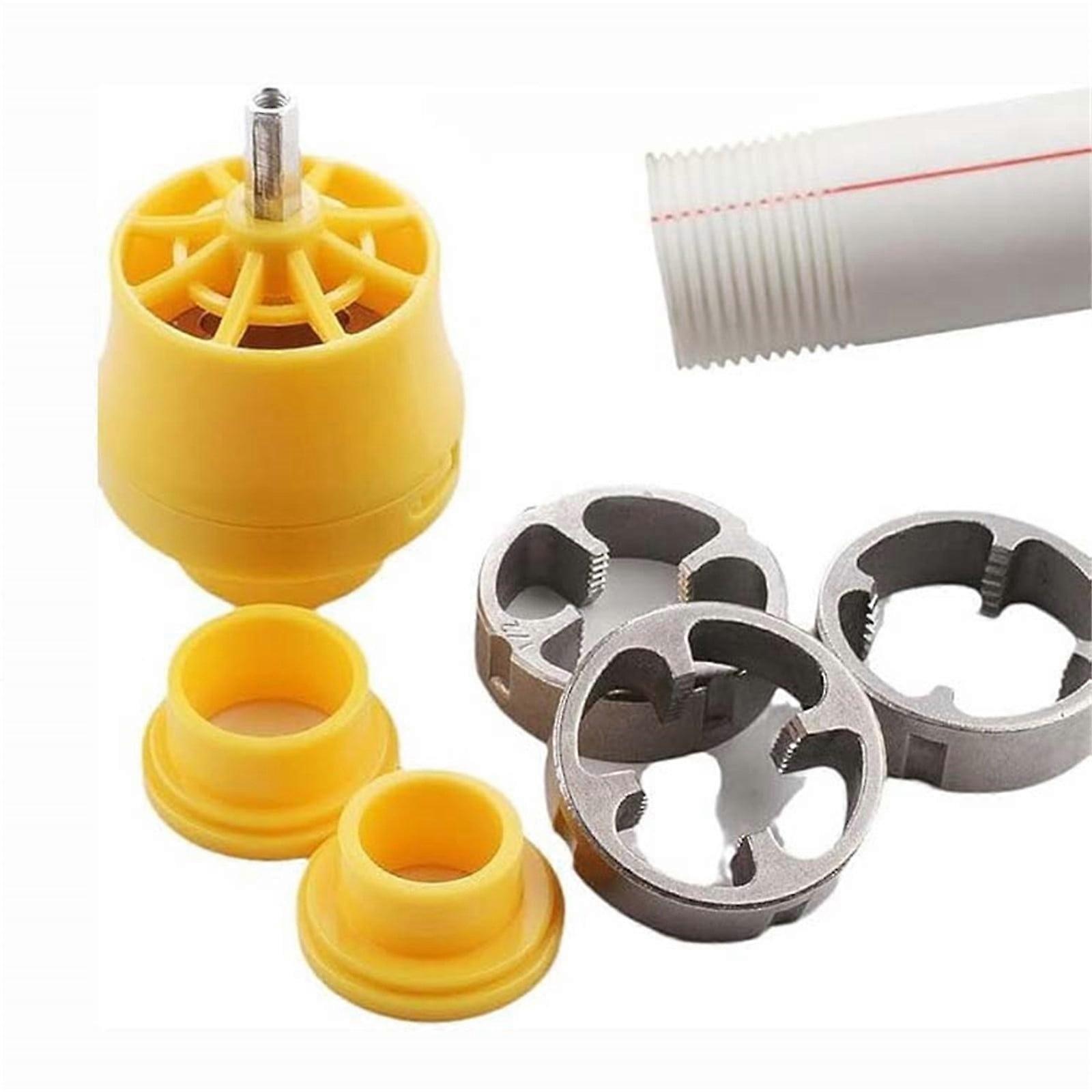Electric Drill Modified PVC Threader Kit with 3 Dies, Compatible with PVC Pipes, Reusable Plastic Pipe Round Die for Plumbing & Cutting