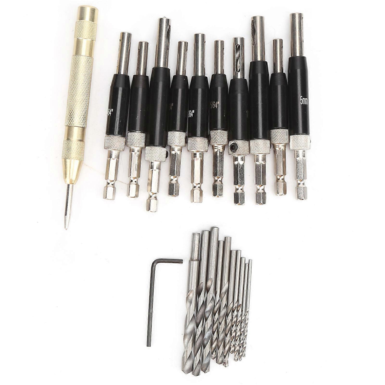 22Pcs Hinge Drill Bit Self Centering Lock Hole Drilling Puncher Tool Set for Window Door
