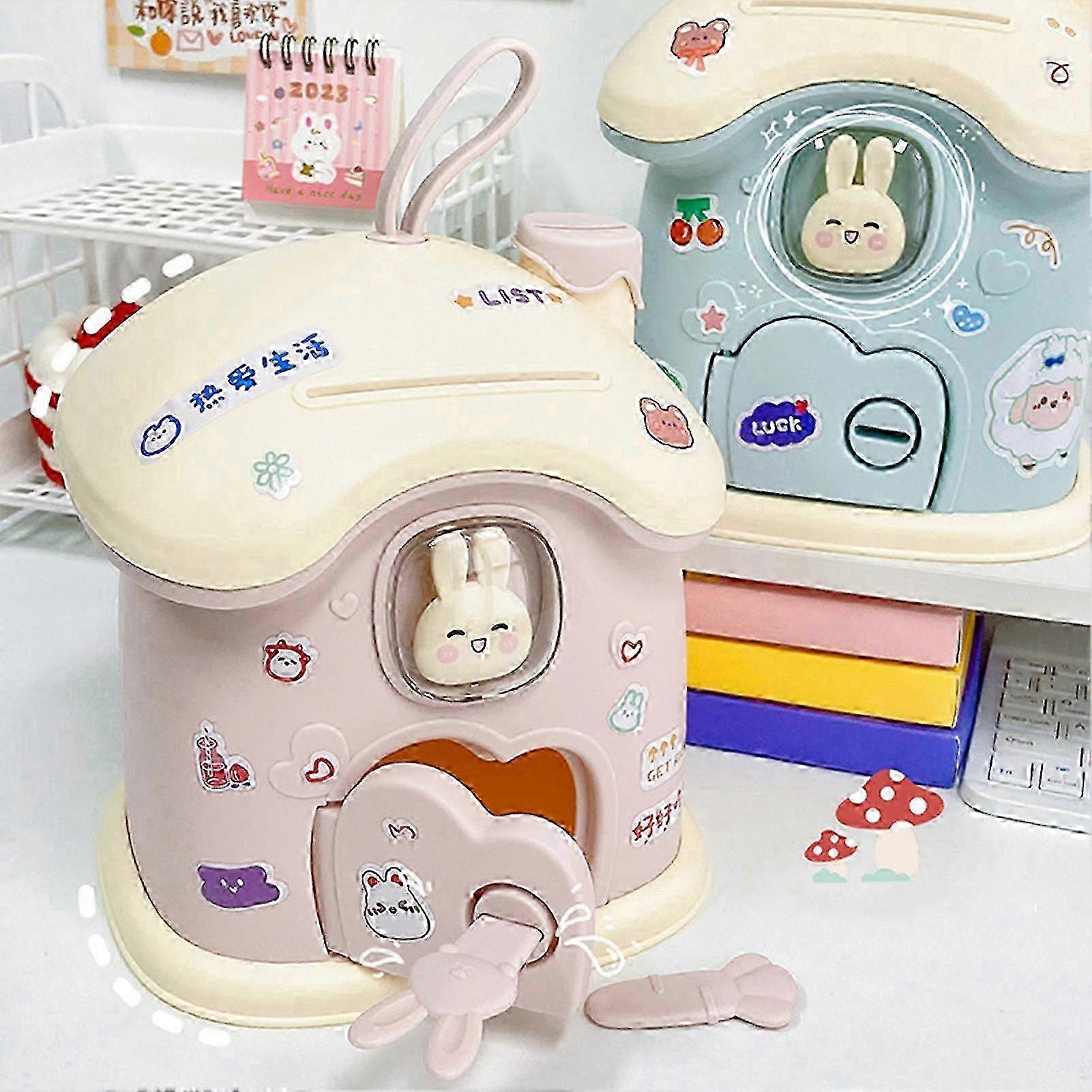 Piggy Bank Shape Appearance with Keys Save Money Acrylic Money Coin Piggy Bank Desktop Ornament