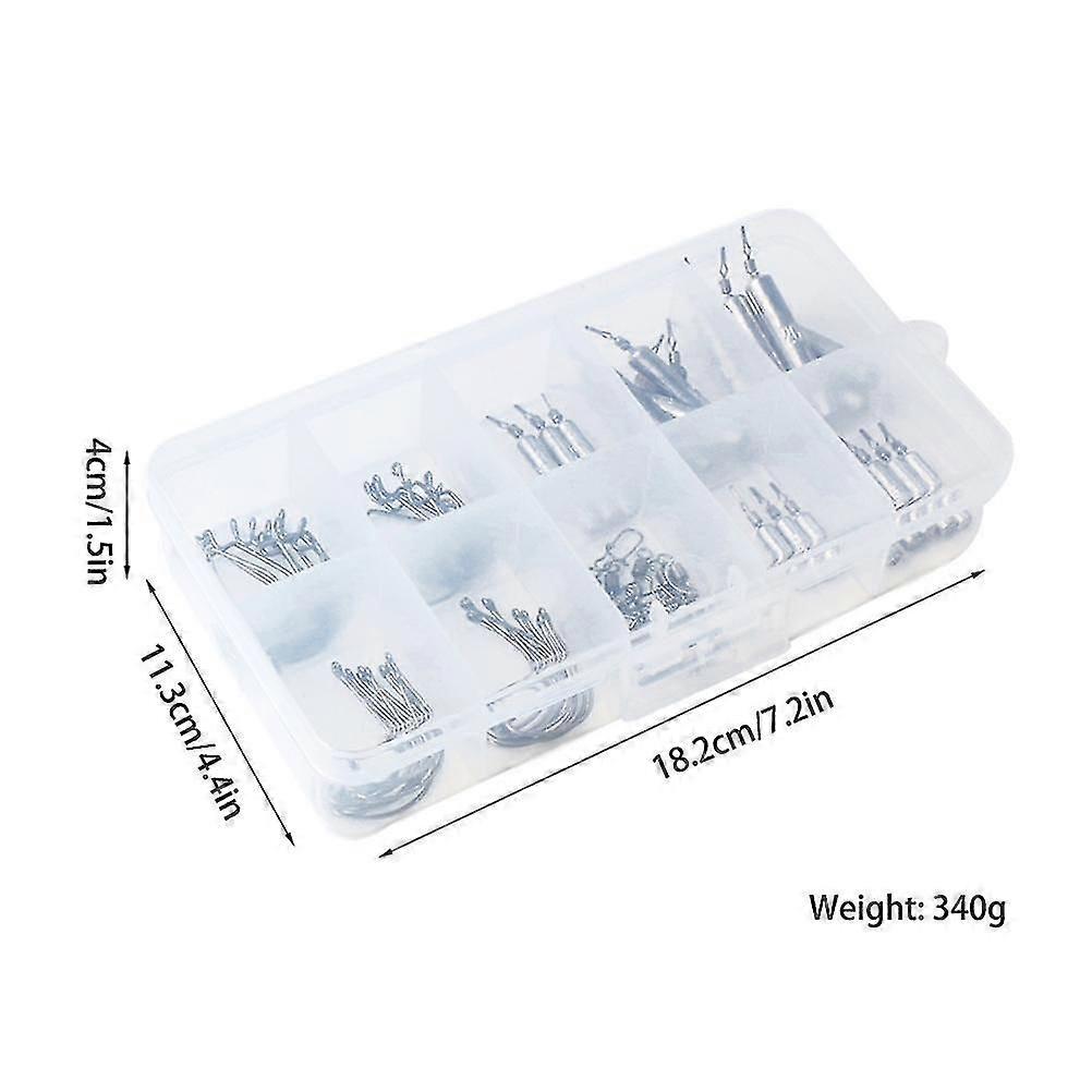 Fishing Drop Shot Weights Set 90PCS Metal with Storage Box 18.4x12x3.3cm