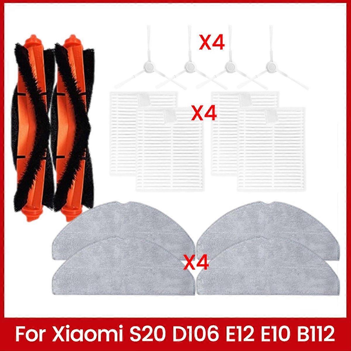 14PCS for S20 D106 E12 E10 B112 Vacuum Cleaner Replacement Parts Main Side Brush HEPA Filter Mop Clo
