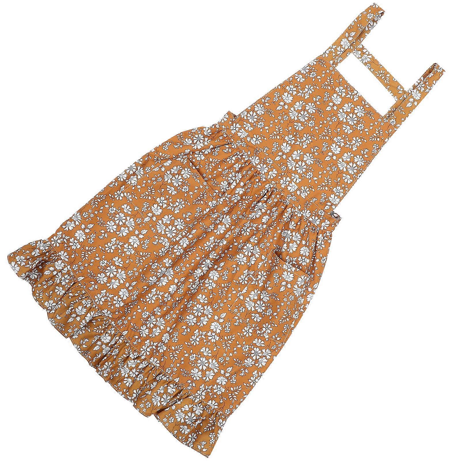 Floral Pattern Coffee Apron for Cooking Use Polyester Material