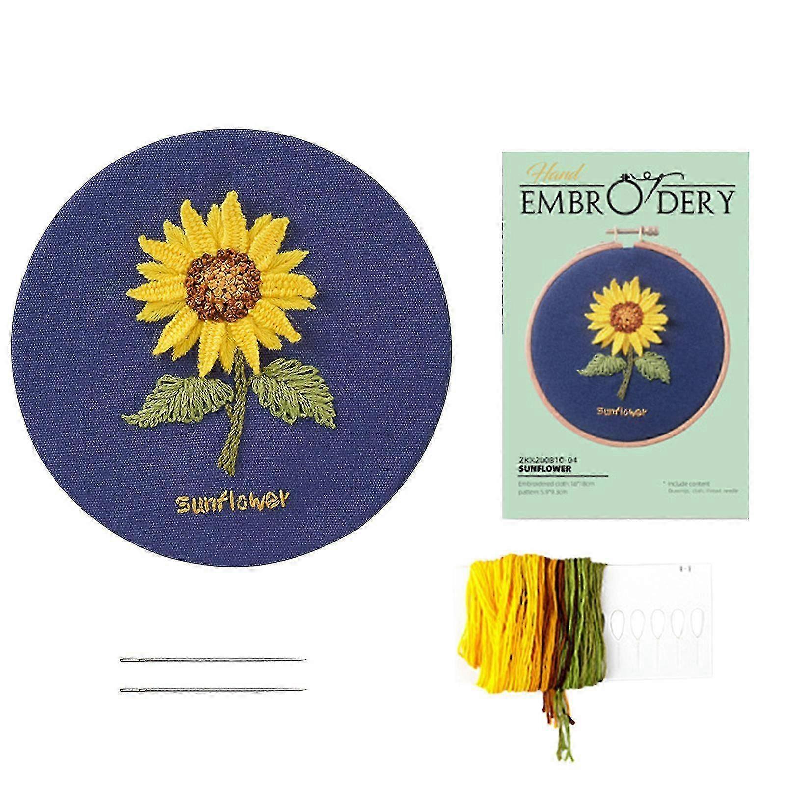 Embroidery Kit Easy to Use Plants And Flowers Pattern DIY Christian Full Embroidery Set with Needles Thread And Tutorial Instructions