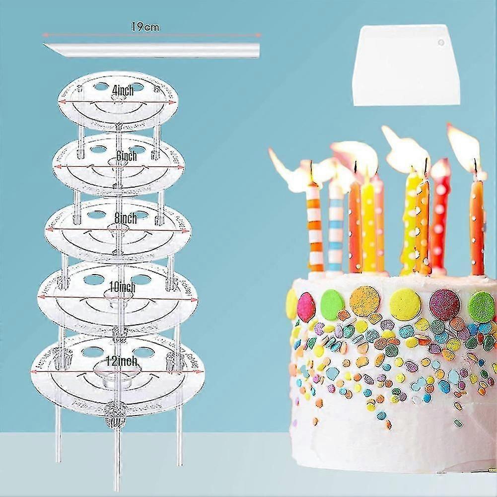 Cake Supports For Multi-tier Cakes Cake Stand 5 Levels (9/12/16/20/26cm)) With 20 Plastic Dowel Rai