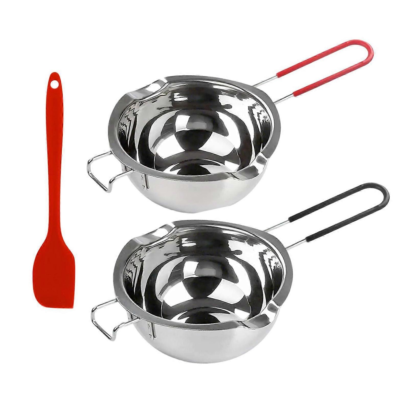 Stainless Steel Chocolate Melting Bowls 480ml With Silicone Spatula Heat Resistant Handle For Baking Candy Making Multicolor