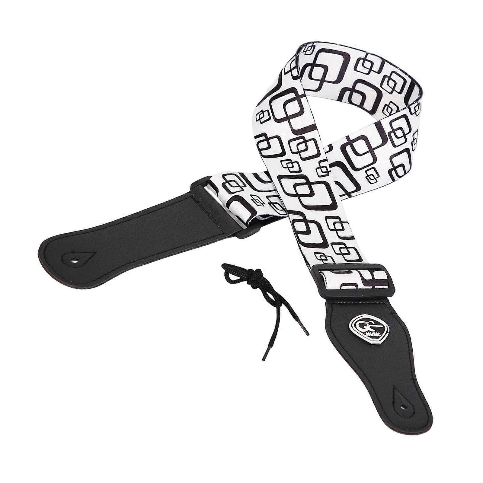 Adjustable Black White Guitar Strap Wide Padding Suitable for Extended Playing Comfortable with Instrument Compatibility Multicolor