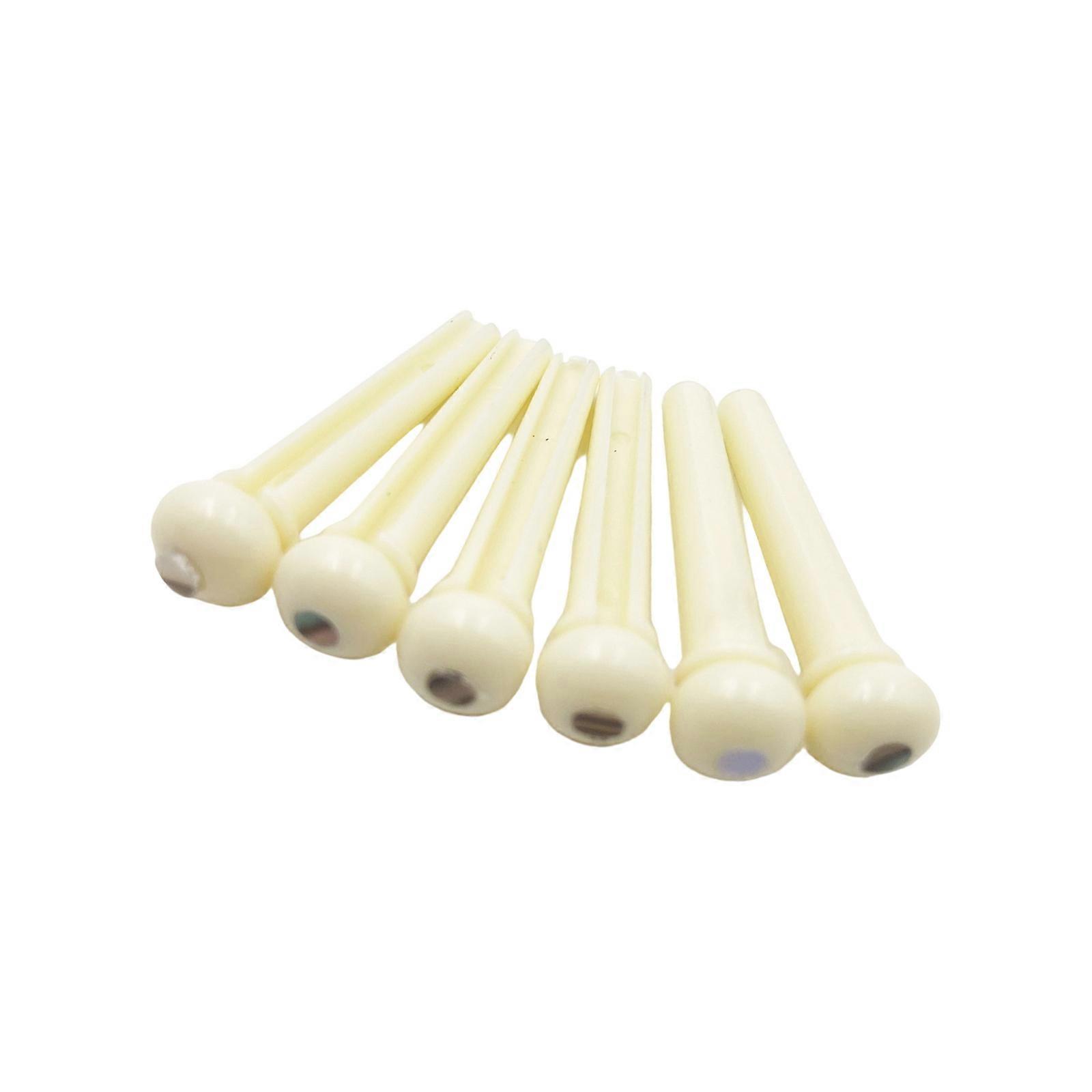 6Pcs Guitar String Nails Replacement Acoustic Guitar Bridge Pins String Studs Musical Instruments Part Enduring  White colored shell 