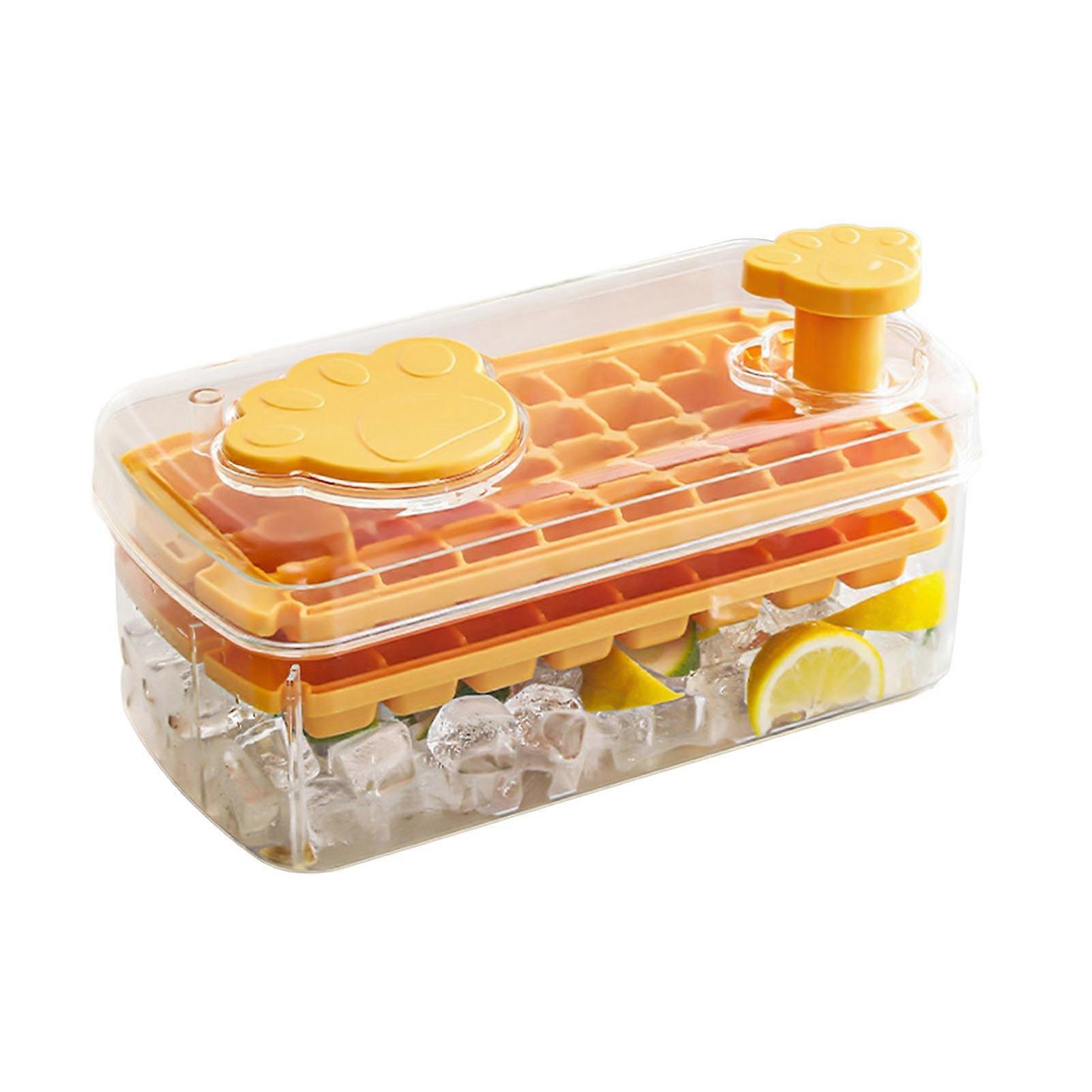 Hariumiu Ice Cube Mold Compatible with DIY Pressed Ice Tray - Dual Layer, Orange, Easy Demould & Clean, Large Capacity