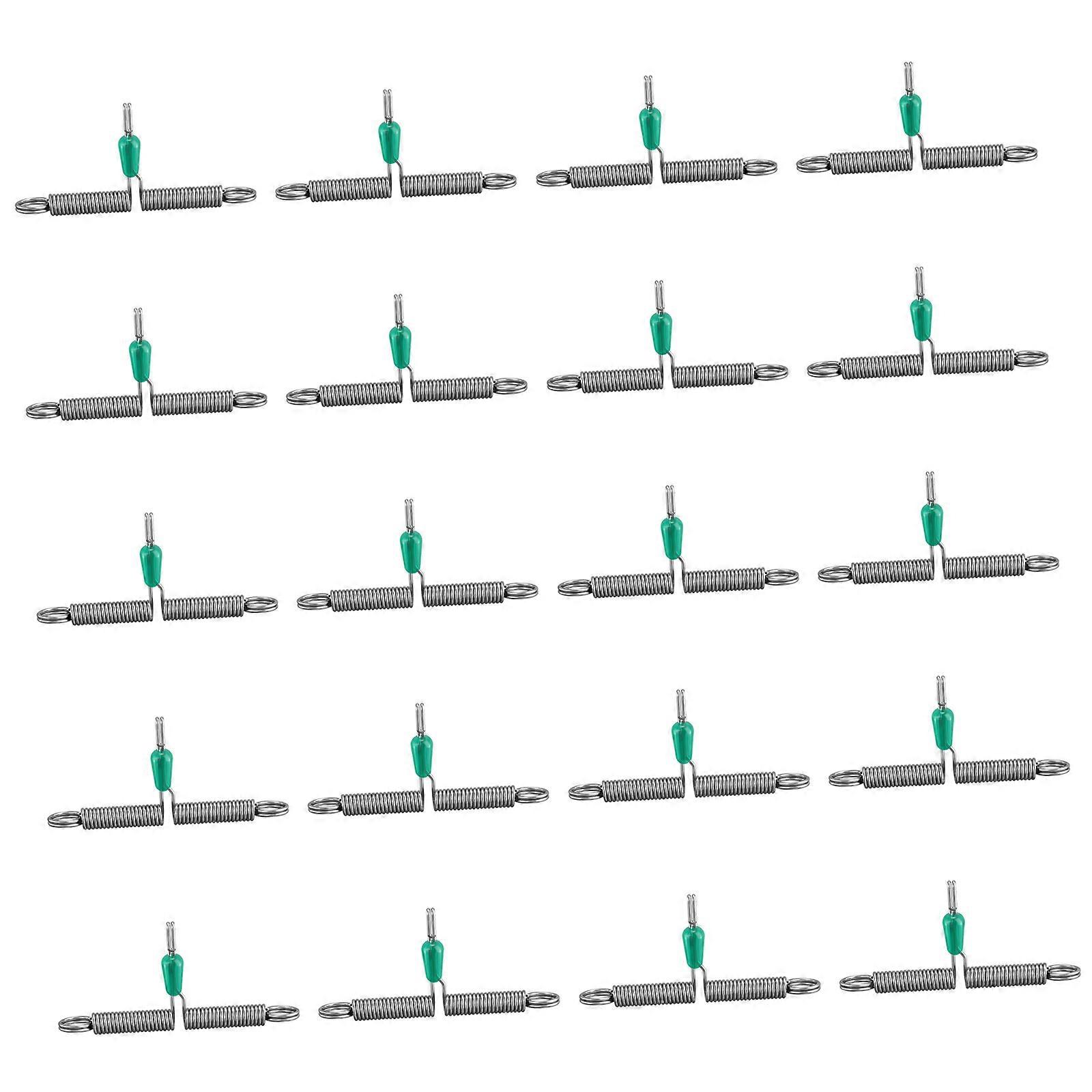 20pcs Line Space Bifurcation Balance Rigs T Shape Balance Spring Rope Twisted Line Hook Rigs Hook Wire Arm  Crystal Green