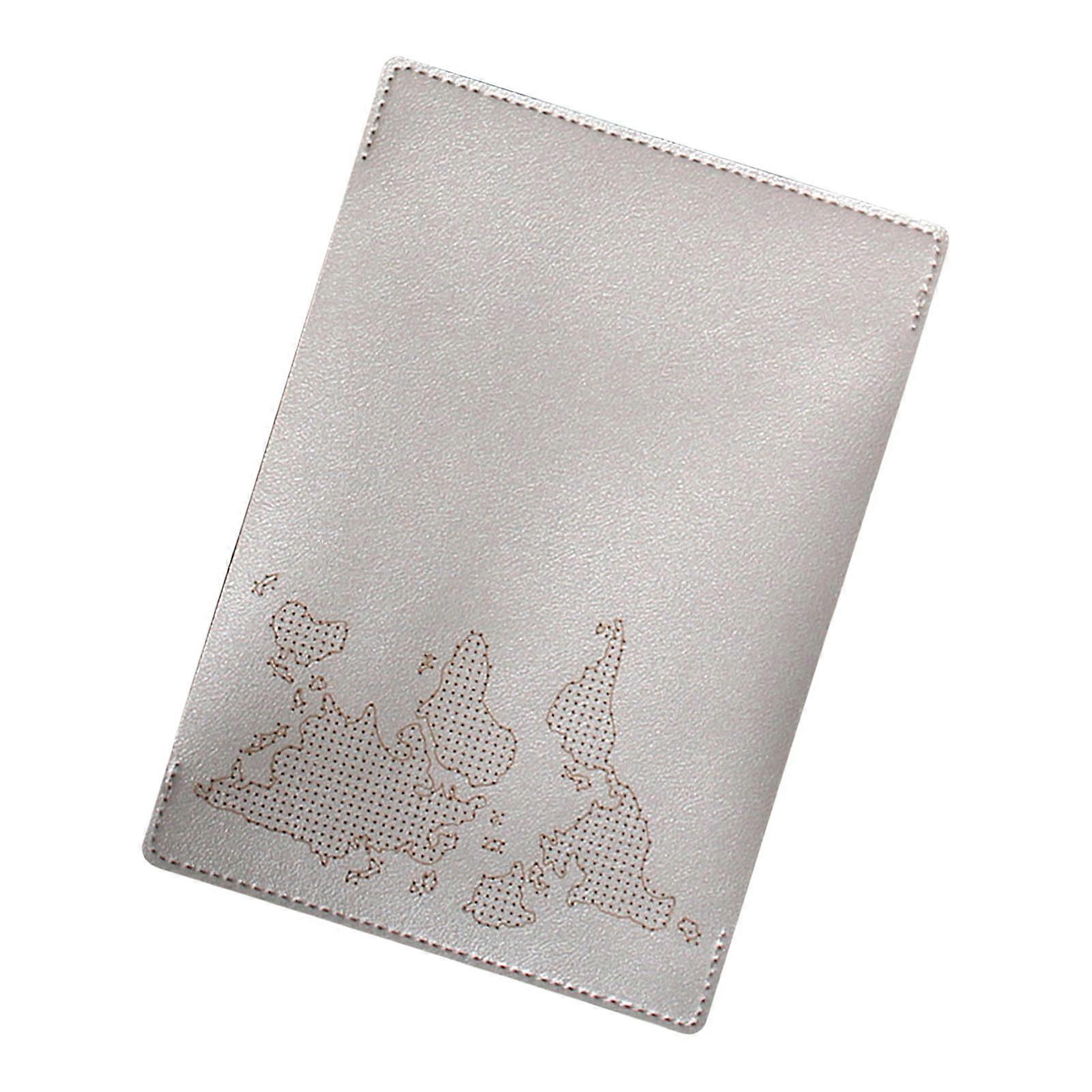 Efficient Passport Protectors With Interactive World Map Embroidery Set Passport Case For Journey Mileposts Recording  White gray