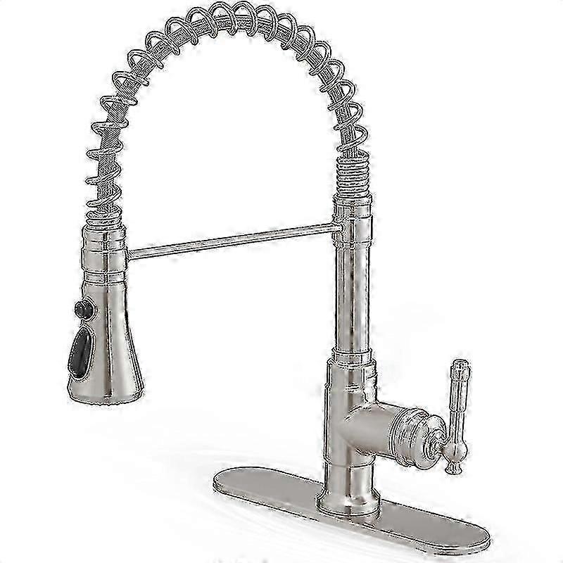 Kitchen Sink Faucet With Deck Single Handle With Pull Down Sprayer Spring 3 Function High Arc Kitchen Faucet