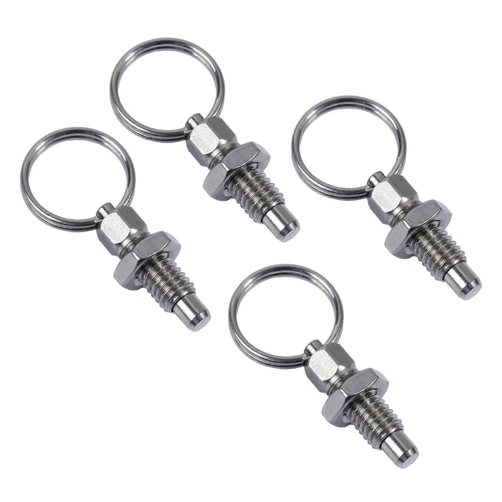 4 PCS Stainless Spring Loaded Plunger Non Lock-Out Knob Plunger Hand Retractable Spring Plunger with Pull Ring Durable Multicolor