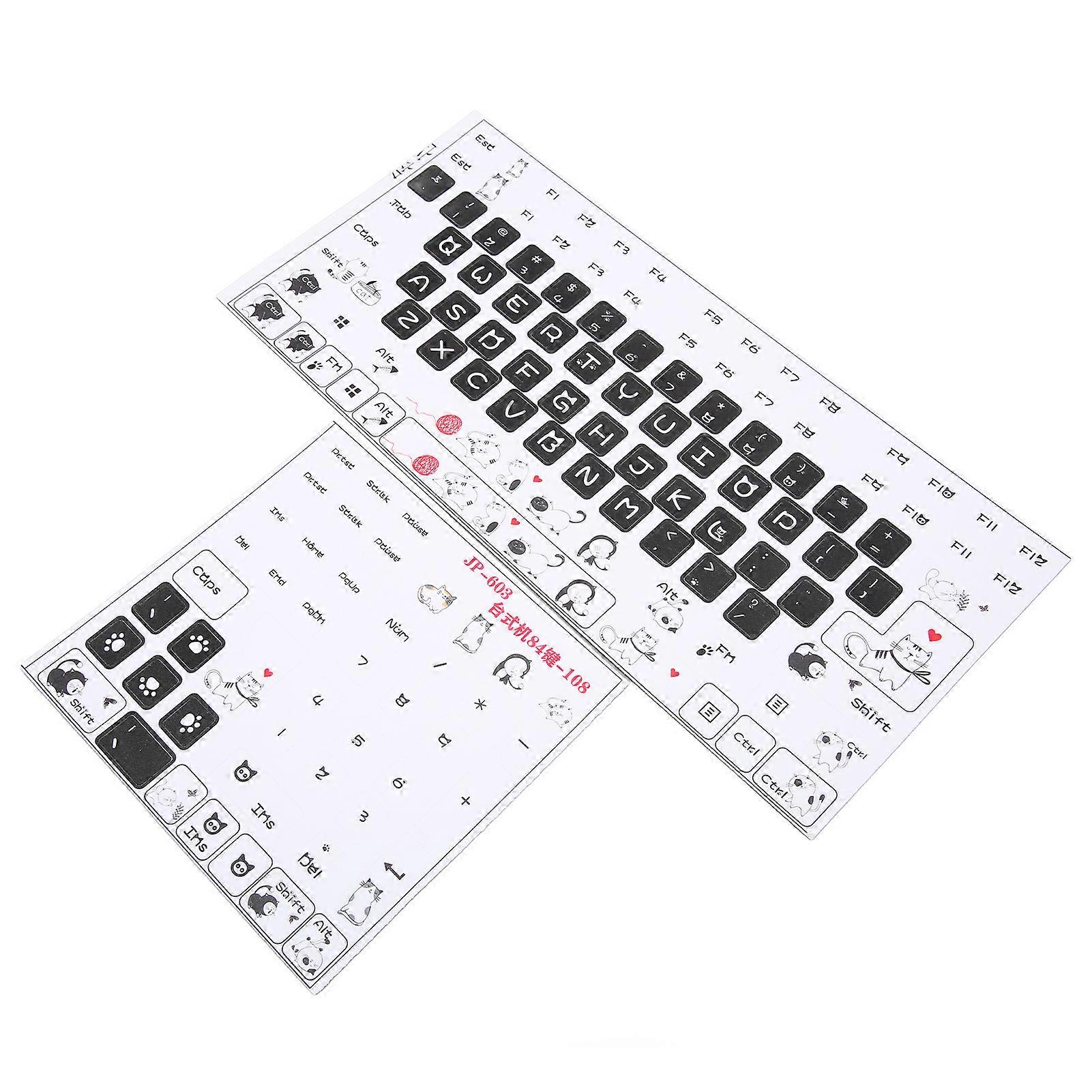 Keyboard Stickers PVC Clear Frosted Pattern Decorative DIY Cute Style Keycaps Stickers for General Desktop Computer