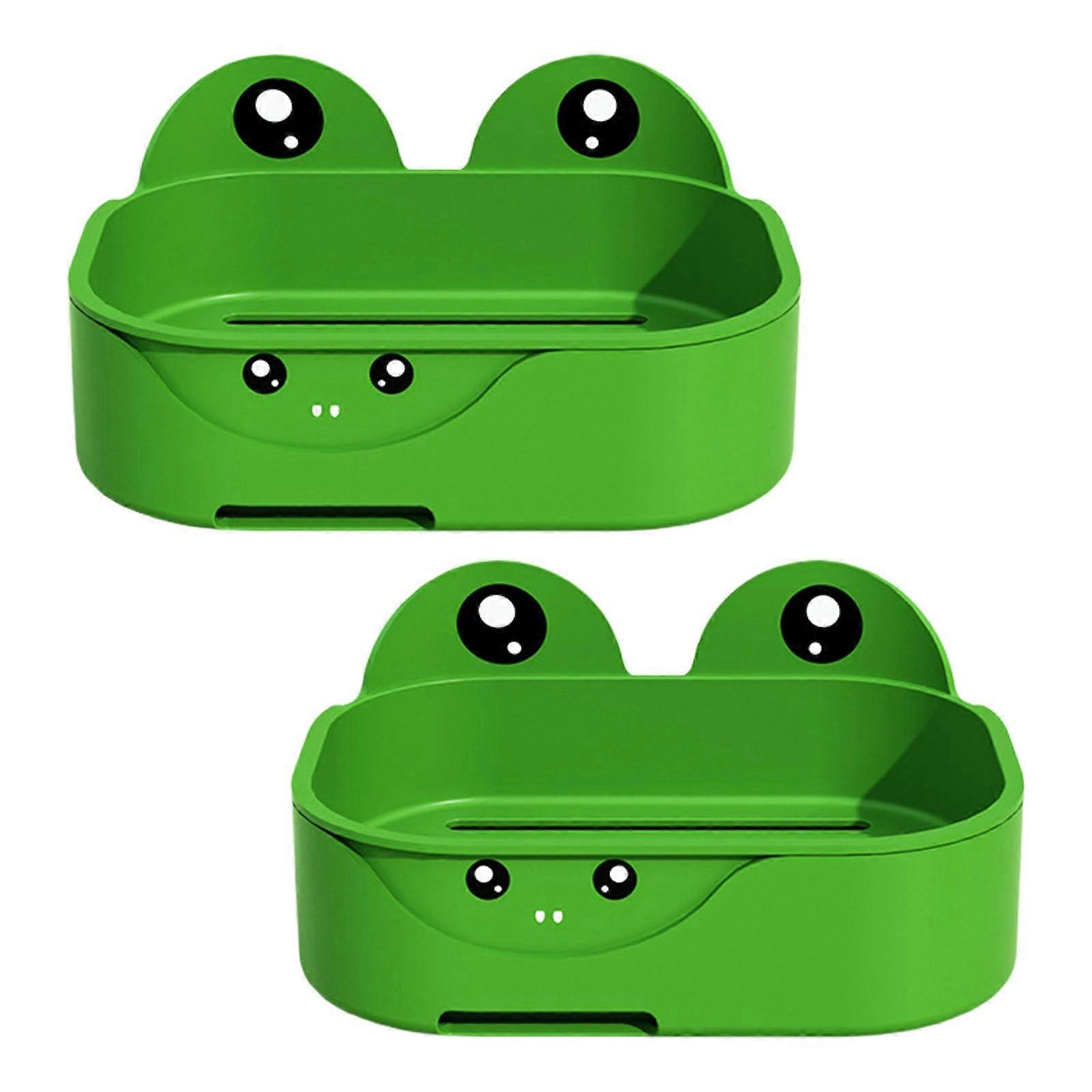 Wall Mounted Double Layer Soap Dish Holder Punch Bathroom Kitchen Sponge Rack Organizer