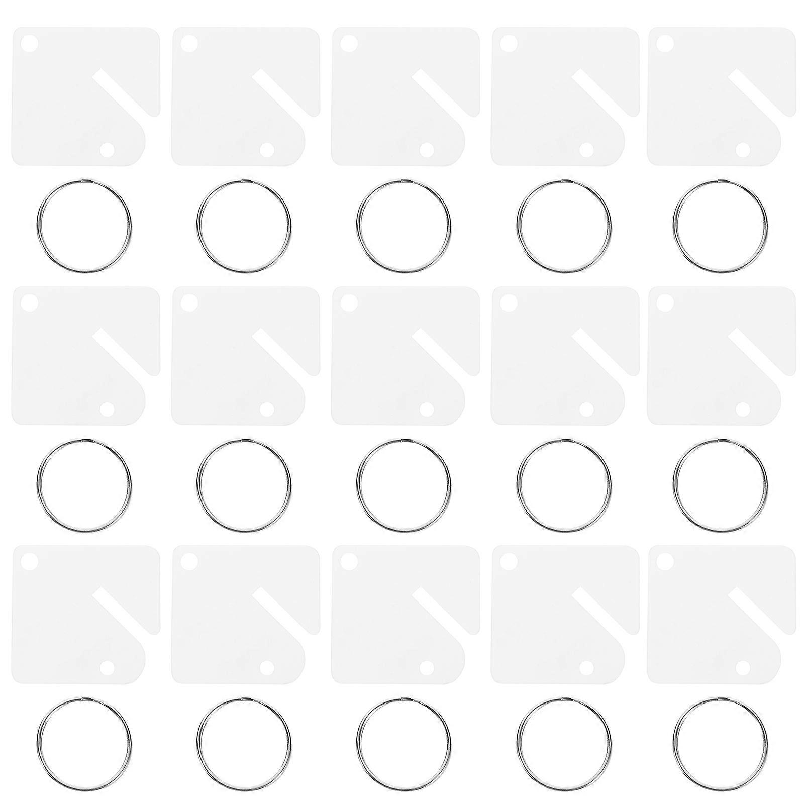 Plastic Key Chain Tags 60 Sets Key Ring Labels For Identifying Keys Items Daily Use Travel Business White