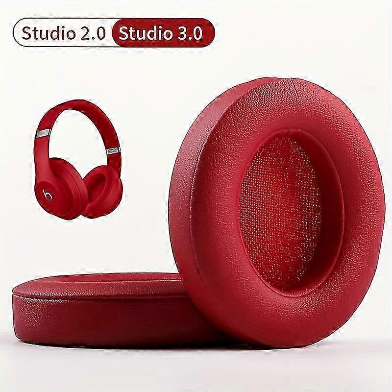 Earpads For Studio 3 - Soft And Durable Replacement Ear Cushions - Enhanced Comfort And Isolation - Easy Installation - Headset Fo  Red