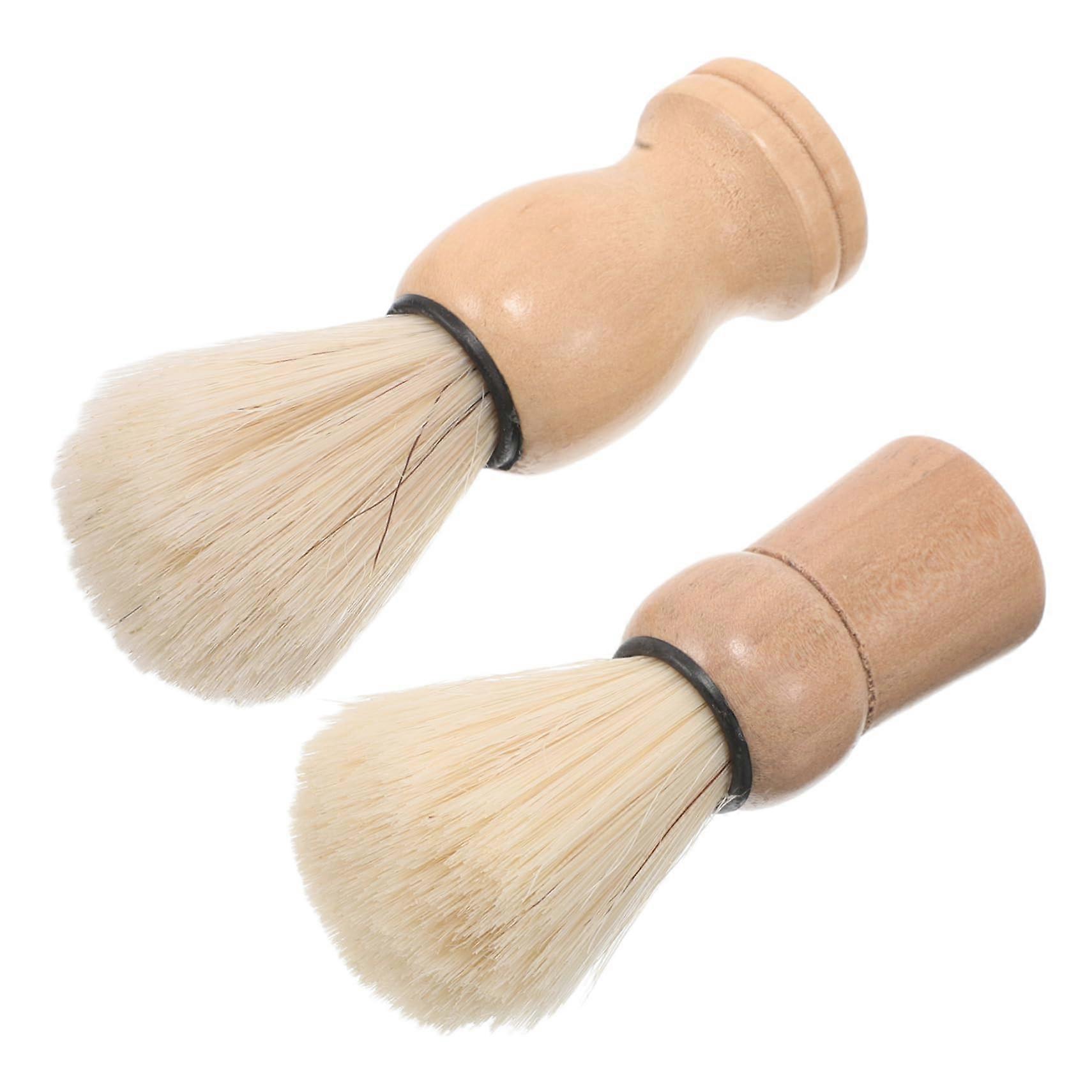 2 Pack Synthetic Shaving Brush with Wooden Handle for Men Beard Care and Travel Foaming