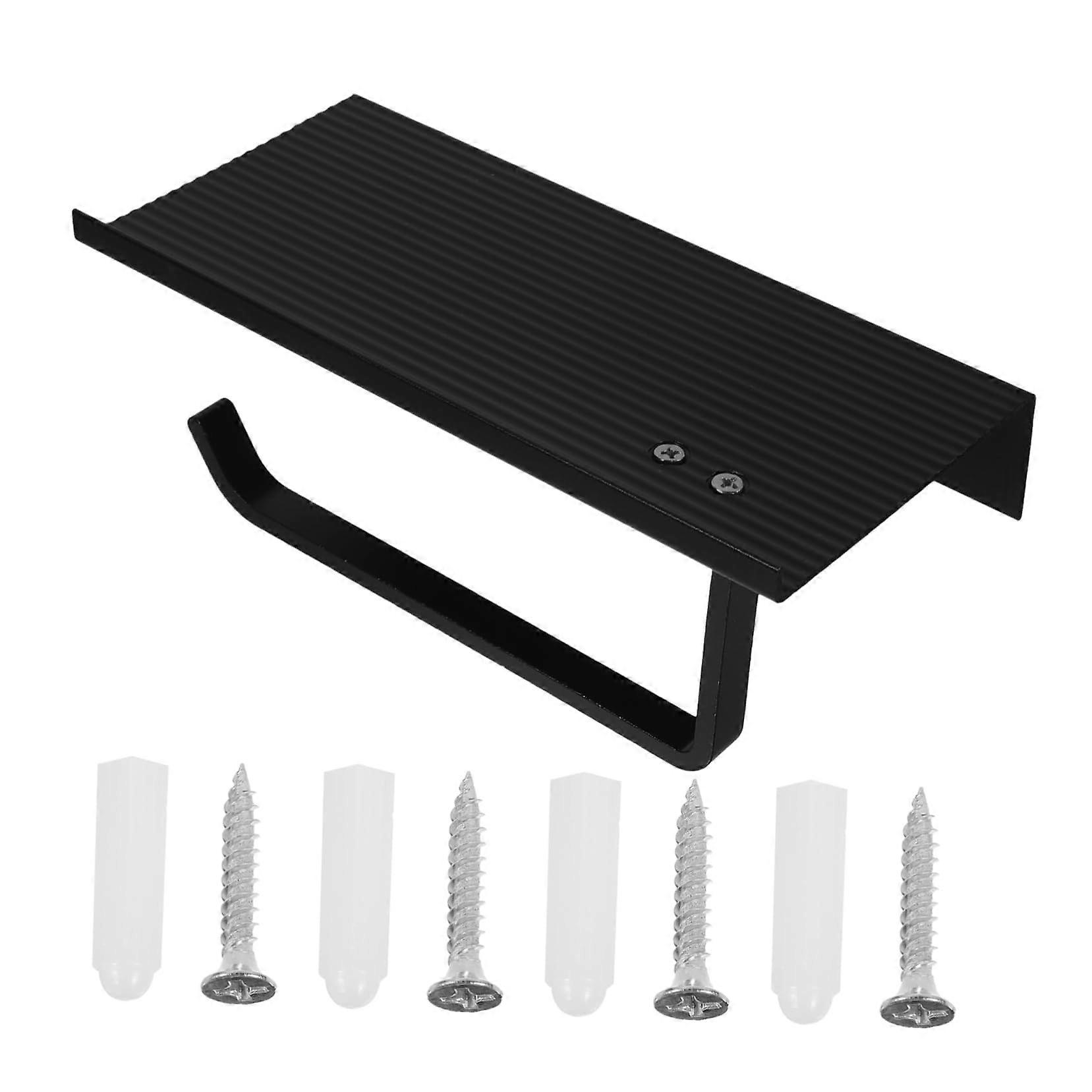 Bathroom Wall Mounted Toilet Paper Holder with Storage Shelf Space Saver for Paper Towels and Toiletries