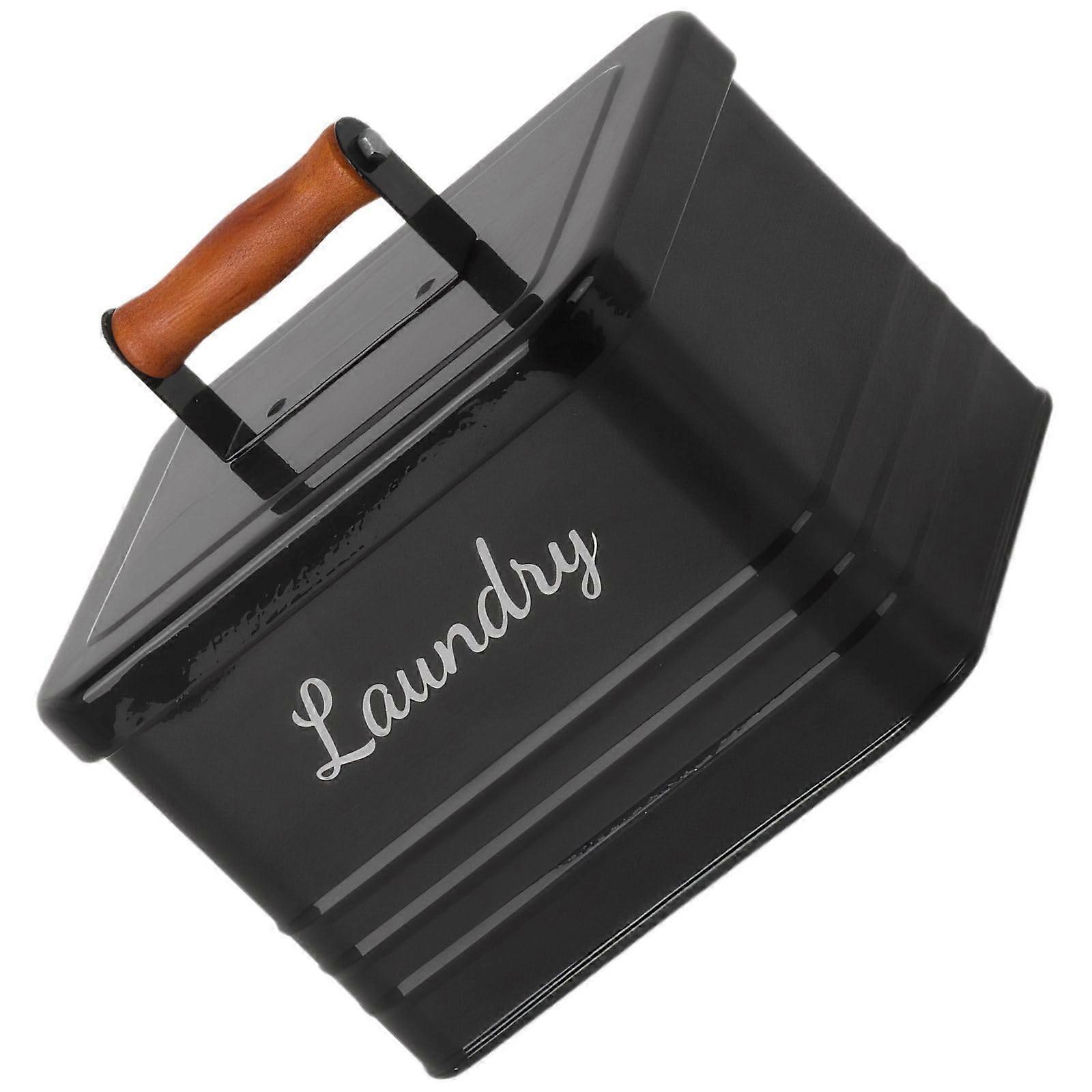 Laundry Detergent Pods Storage Box Metal Container for Small Space Organization Black 18x15.5x13cm