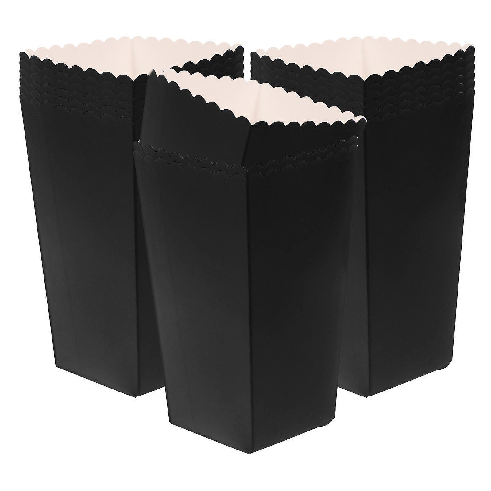 Black Paper Popcorn Boxes for Wrapping with Large Capacity and Stylish Design 48PCS