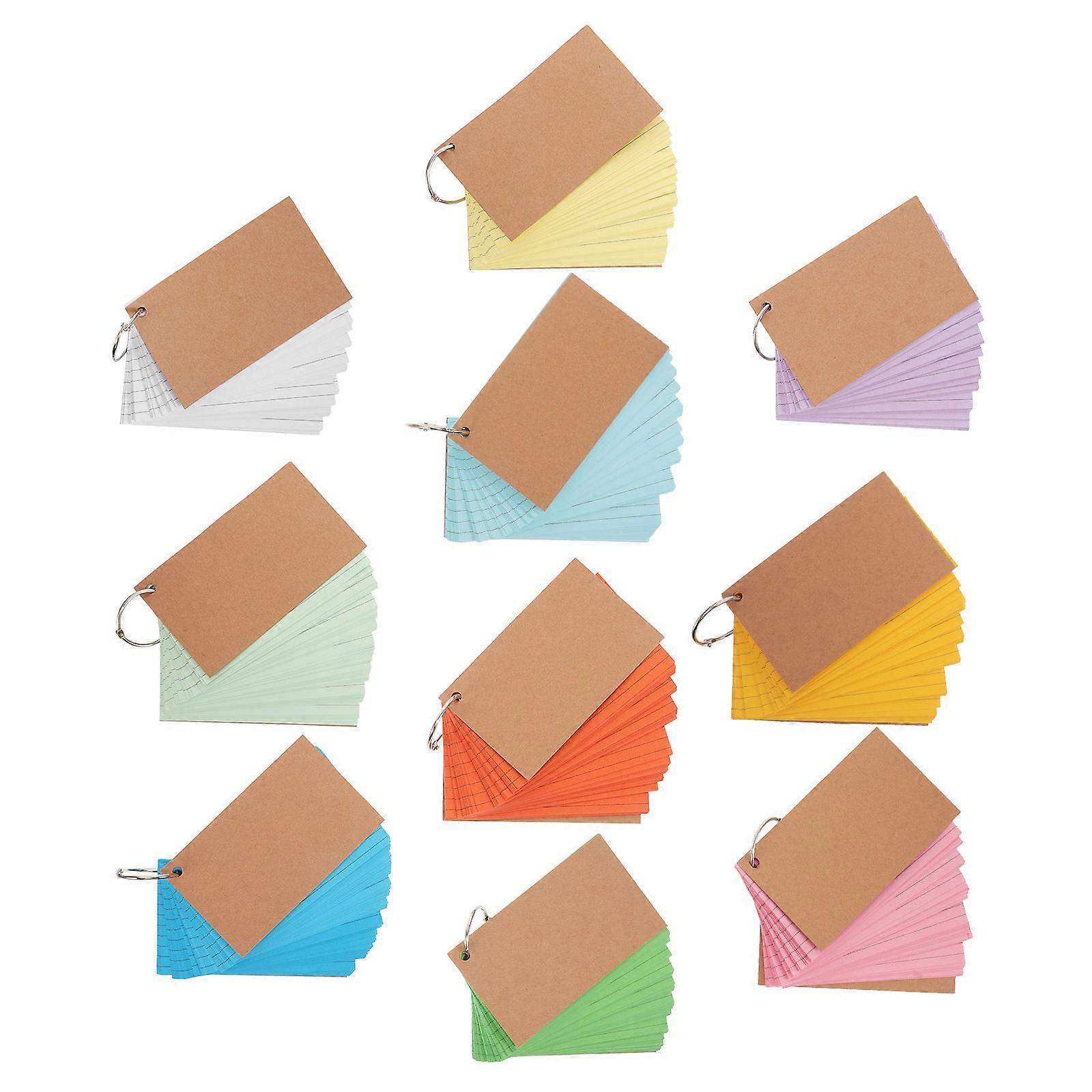 Assorted Color Index Cards for Studying 10Pcs Double-Sided Paper Cover Flashcards