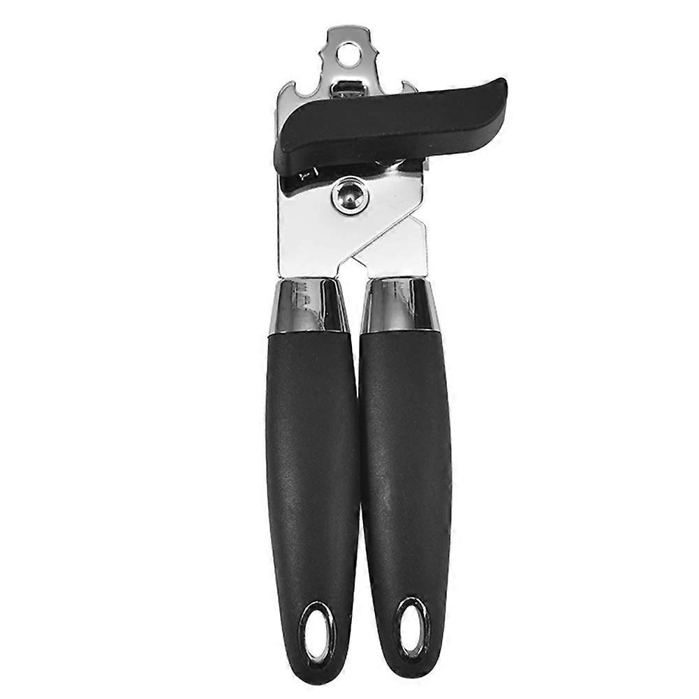 3 in 1 Stainless Steel Manual Can Opener with Smooth Edge Cutting and Ergonomic NonSlip Handle, Black