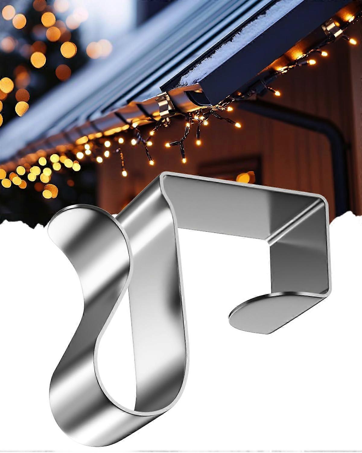 Christmas Light Clips 50pcs Heavy Duty Weatherproof Metal Gutter Hooks for Outdoor String Lights