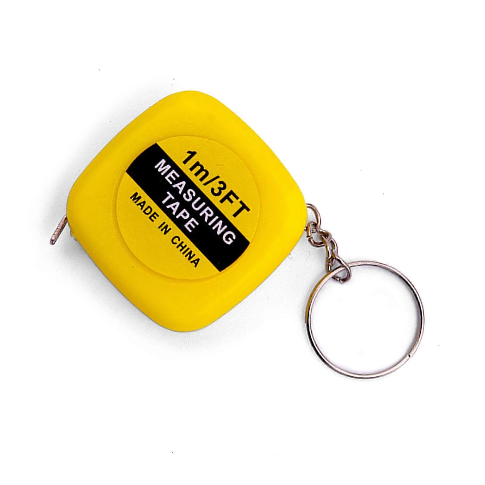 Pocket Tape Measure 1m Long Auto Retractable Portable Design Stainless Steel Tape Double Scale Flexible Keyring  Yellow
