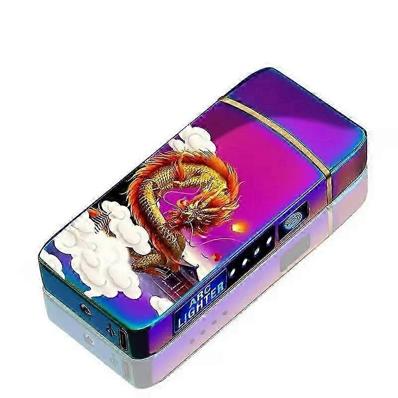 Electric Windproof Metal Lighter Double Arc Plasma Flameless Rechargeable USB Lighter LED Power Display Touch Sensor Lighter