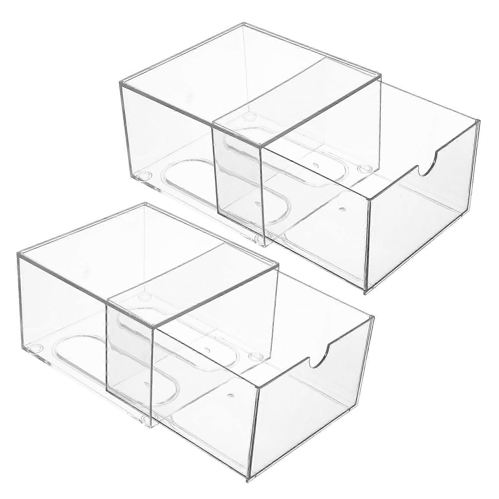 Transparent Makeup Storage Drawers for Storage 2Pcs Stackable Acrylic Organizer