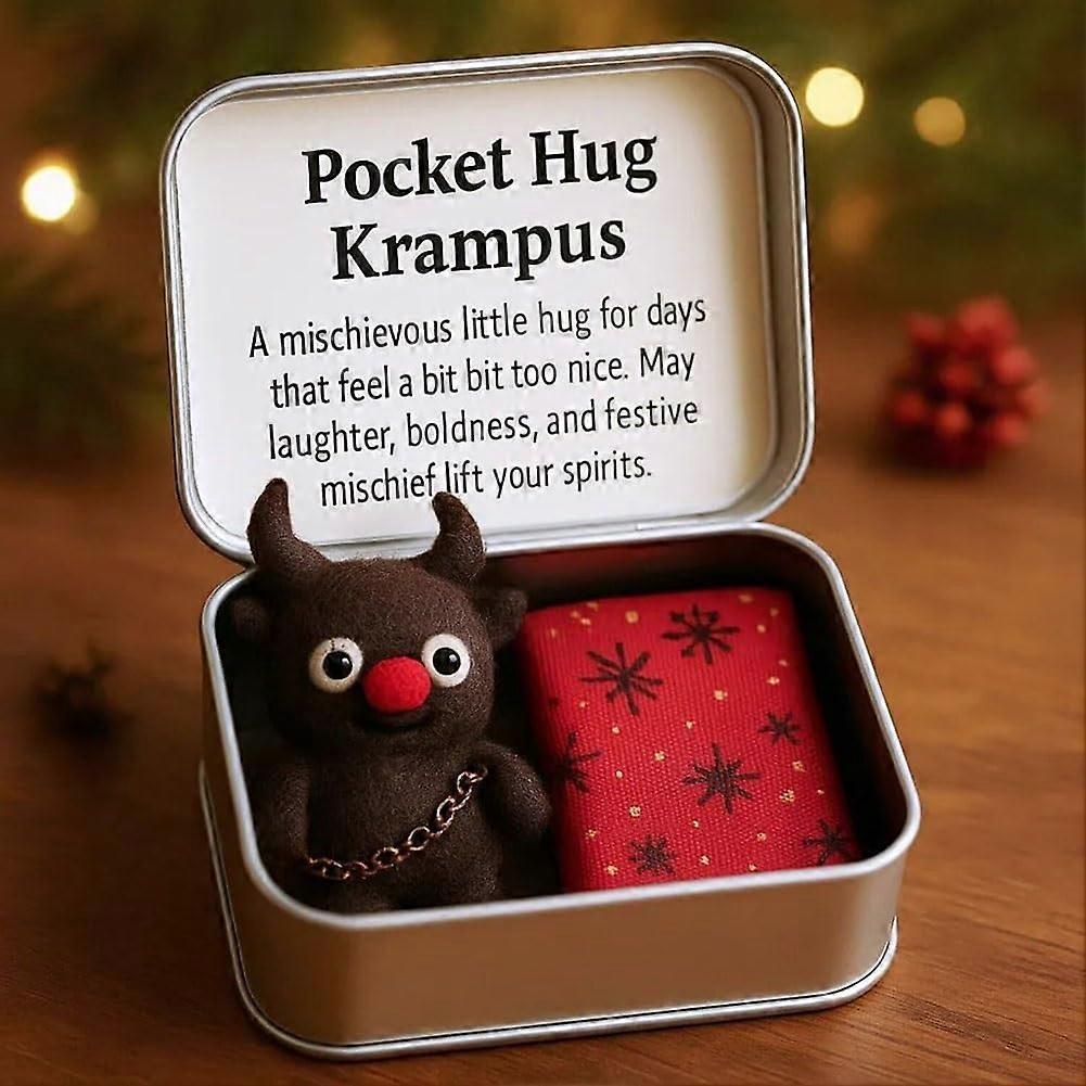 Handmade Christmas Pocket Hug with Message Card Plush – Felt Holiday Keepsake Stocking Stuffer for Friends Style 5