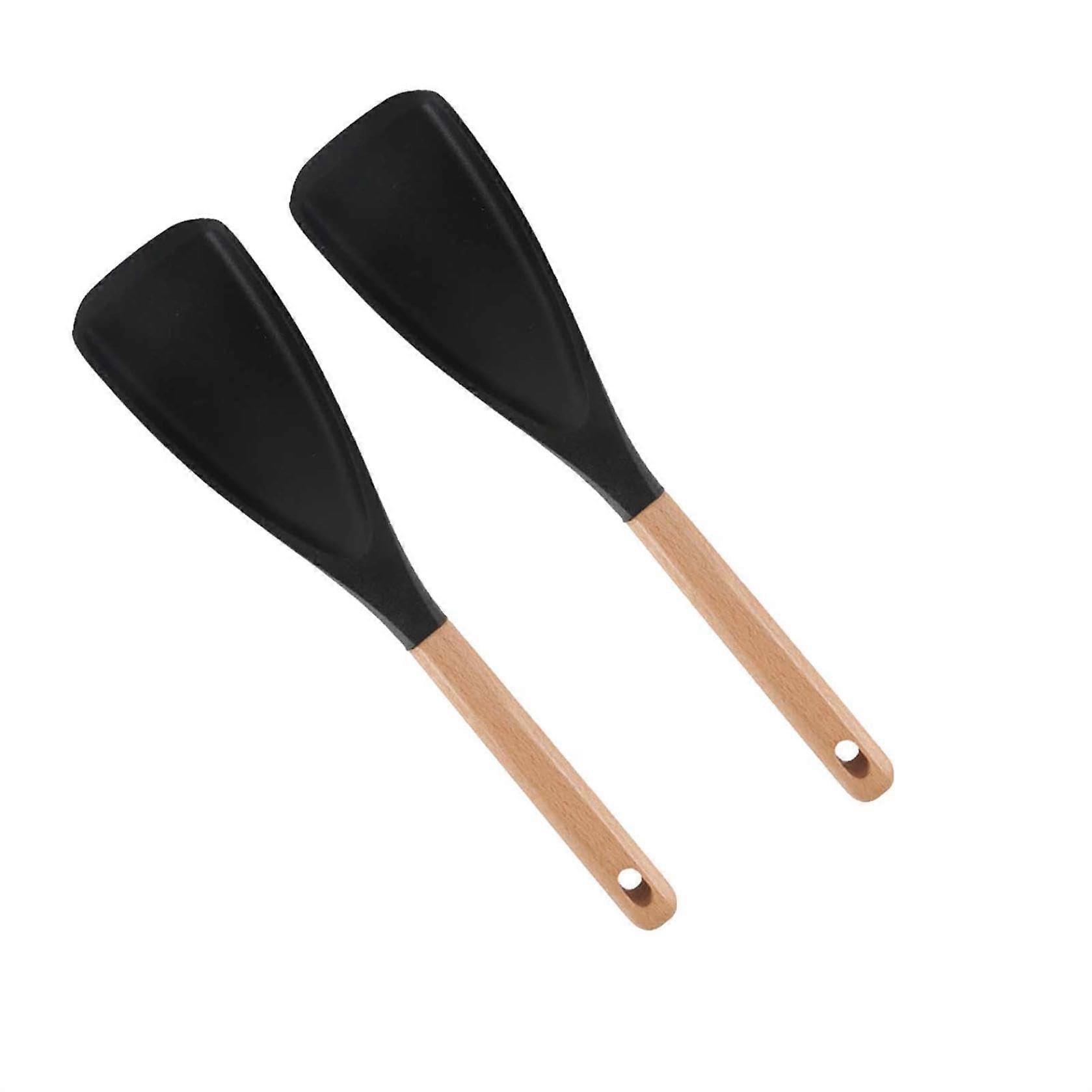Cooking Spoon HeatResistant Nonstick Utensil with Ergonomic Wooden Handle for Mixing and Serving (Black)