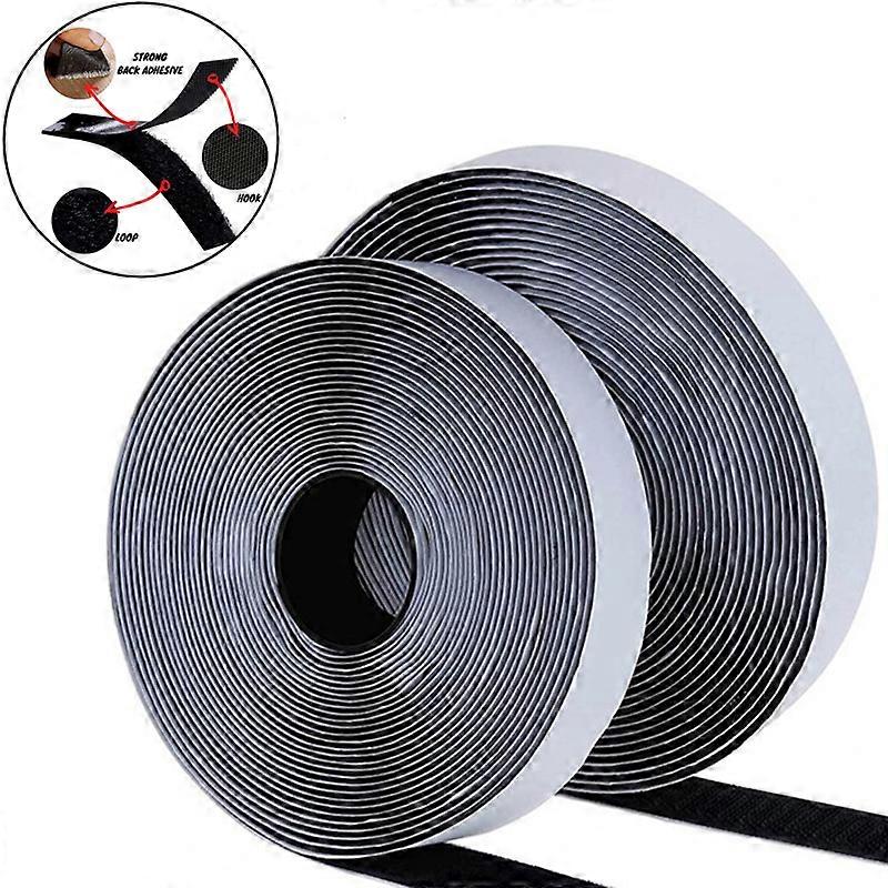 10M x2 Rolls Heavy Duty Self-Adhesive Hook & Loop Tape | 20-50mm Reusable Nylon Fastener for DIY Craft/Home Decor/Carpet Fixing