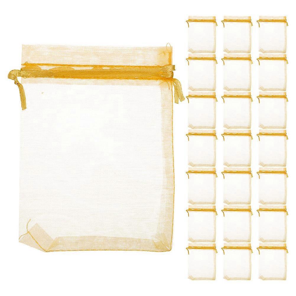 Golden Organza Drawstring Bags for Candy Storage 100Pcs