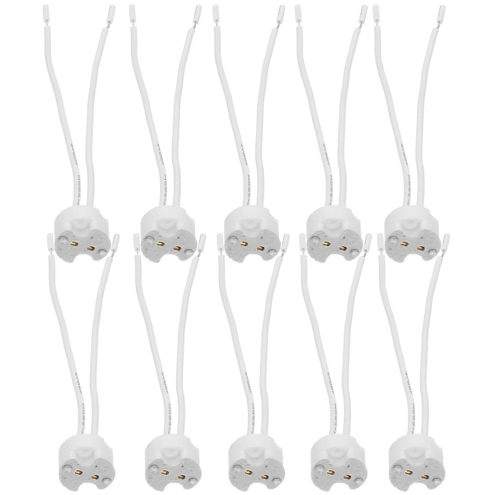 Ceramic Bulb Base Connector for Lamp Use with Wire 10Pcs Silver