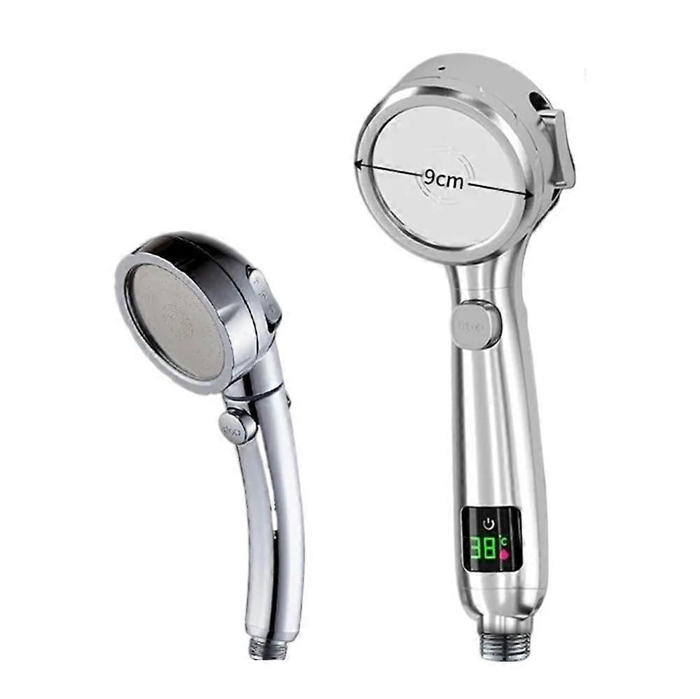 Pressure Handheld Shower Head with Digital Display, 4 Spray Modes, Water Saving, Modern Black