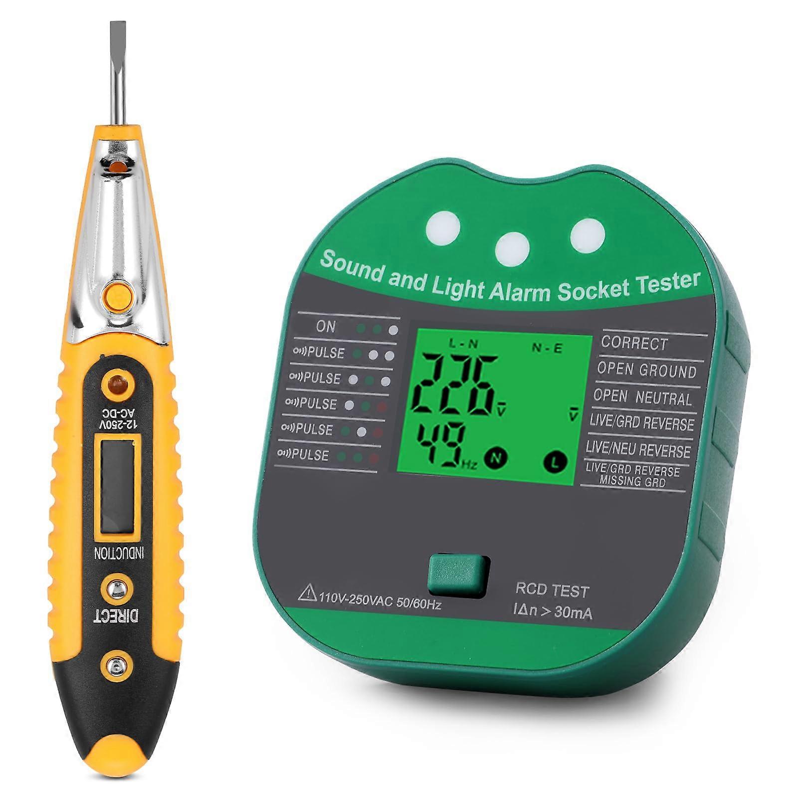 Outlet Tester with LCD Display 90250V Electrical Socket Checker Circuit Breaker Finder US Plug