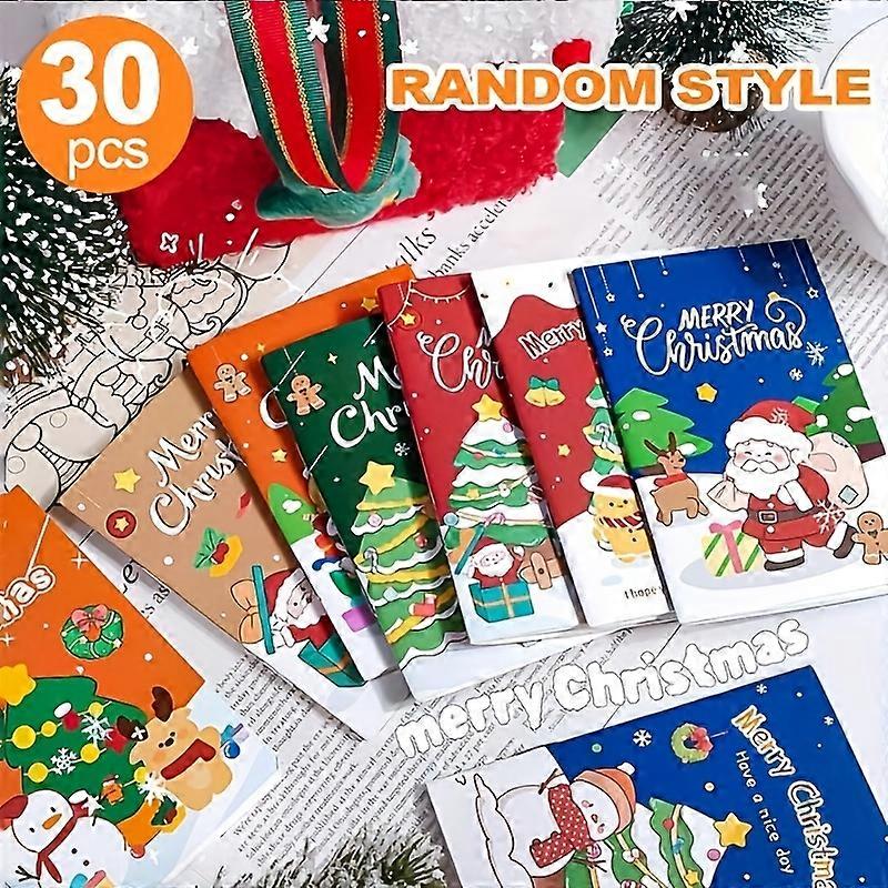 30Pcs Christmas Portable Mini Notepad for Christmas Children's Birthday Party Carnival Kindergarten School Christmas Party Gifts