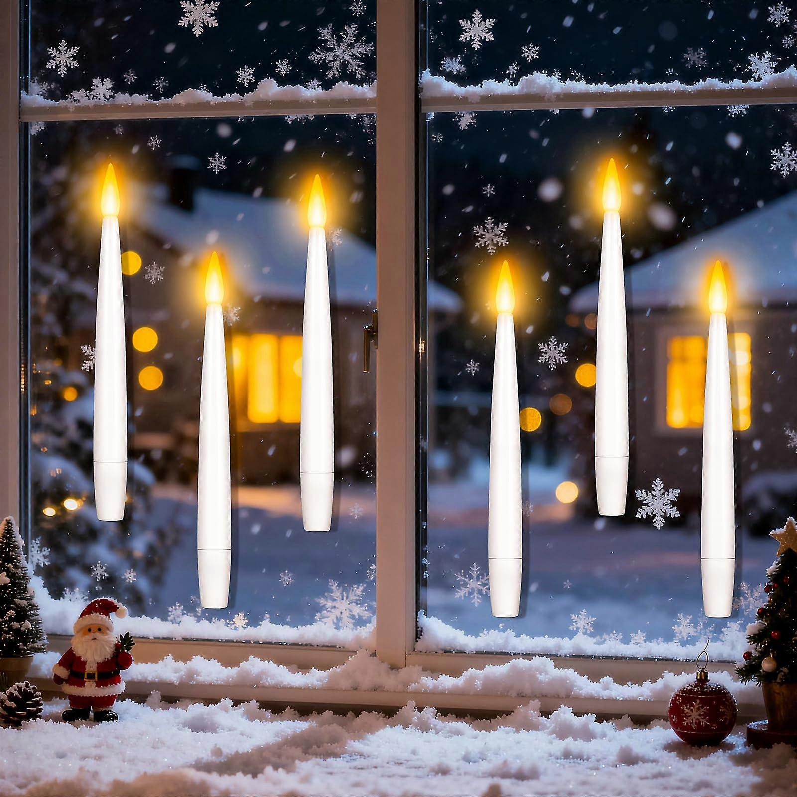 6pcs Flameless Window Candles with Timer and Dusk Sensor, Battery Operated Flicker Lights for Christmas Decor