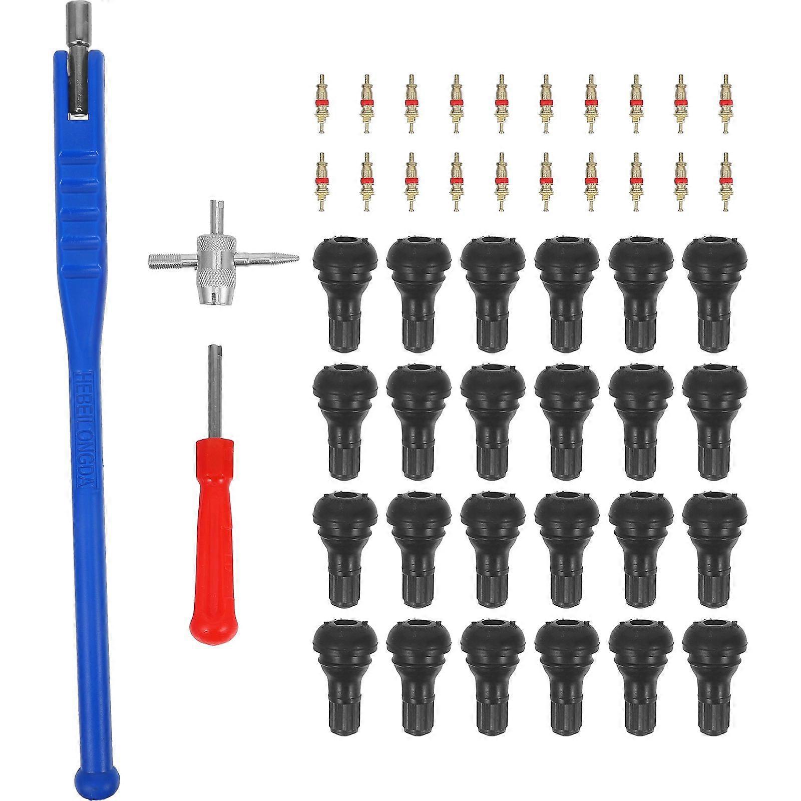 43pcs Valve Stem Pullers Car Tire Valve Stem Tools Valve Core Removers Valve Core Installer Tools