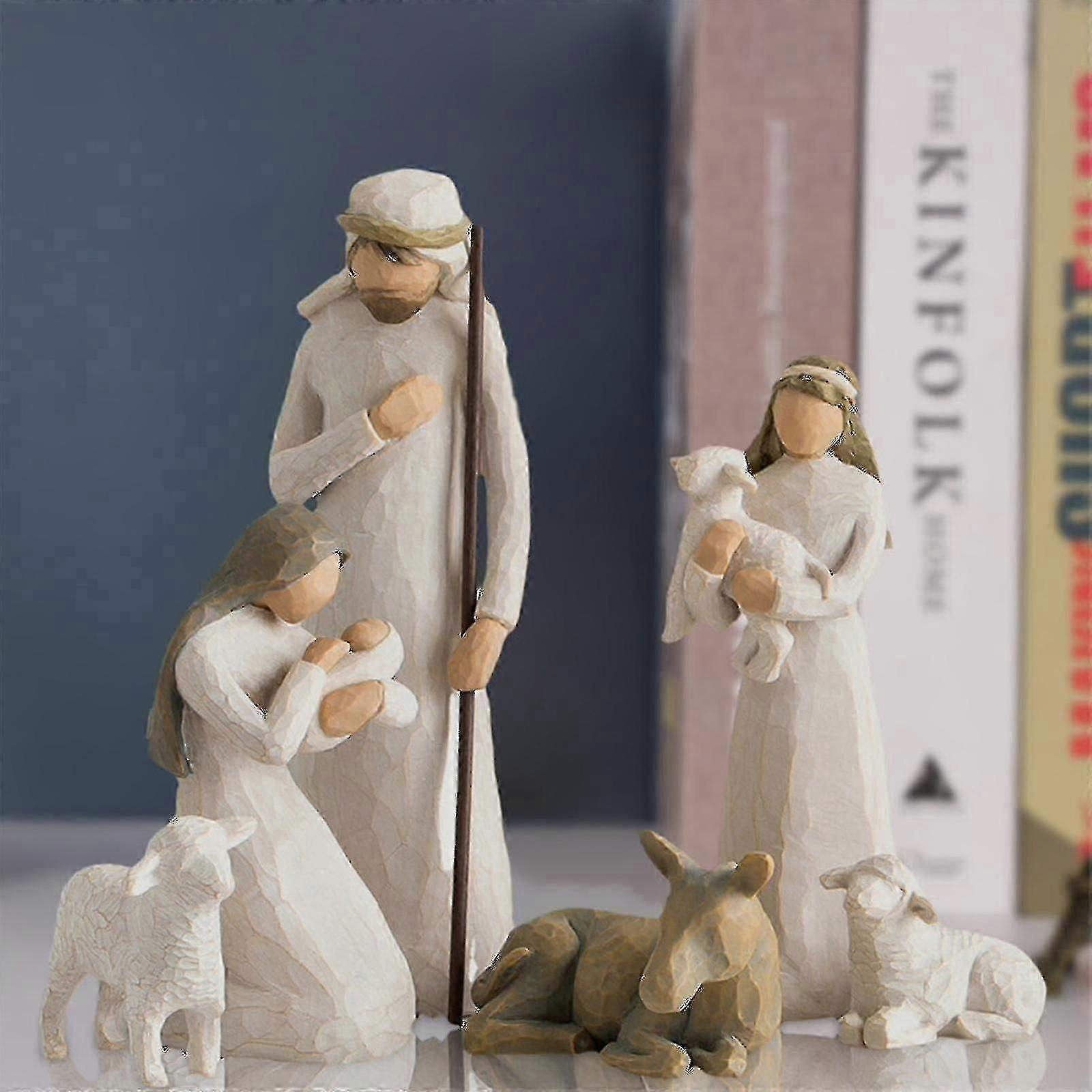 6pcs Willow Tree Nativity Figures Set Statue Hand Painted Decor Christmas Gift