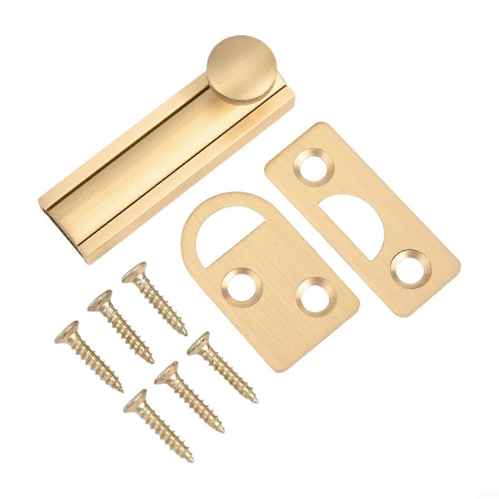 Brass Barn Door Latch with Concealed Slide Bolt Lock, Gold Finish, 2 Inch, Includes Screws