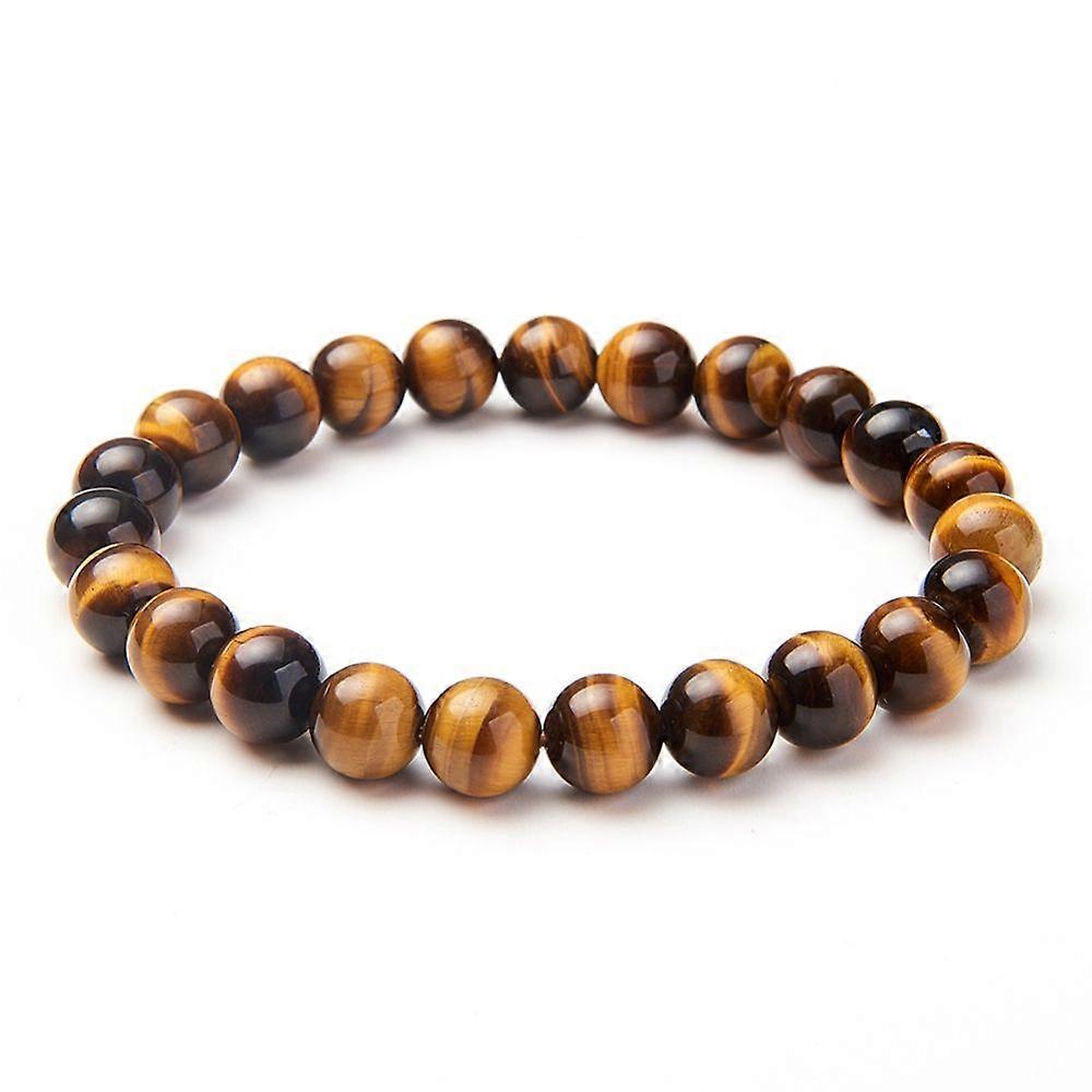 Natural Tiger Eye Round Beads Stretch Bracelets 50~52mm