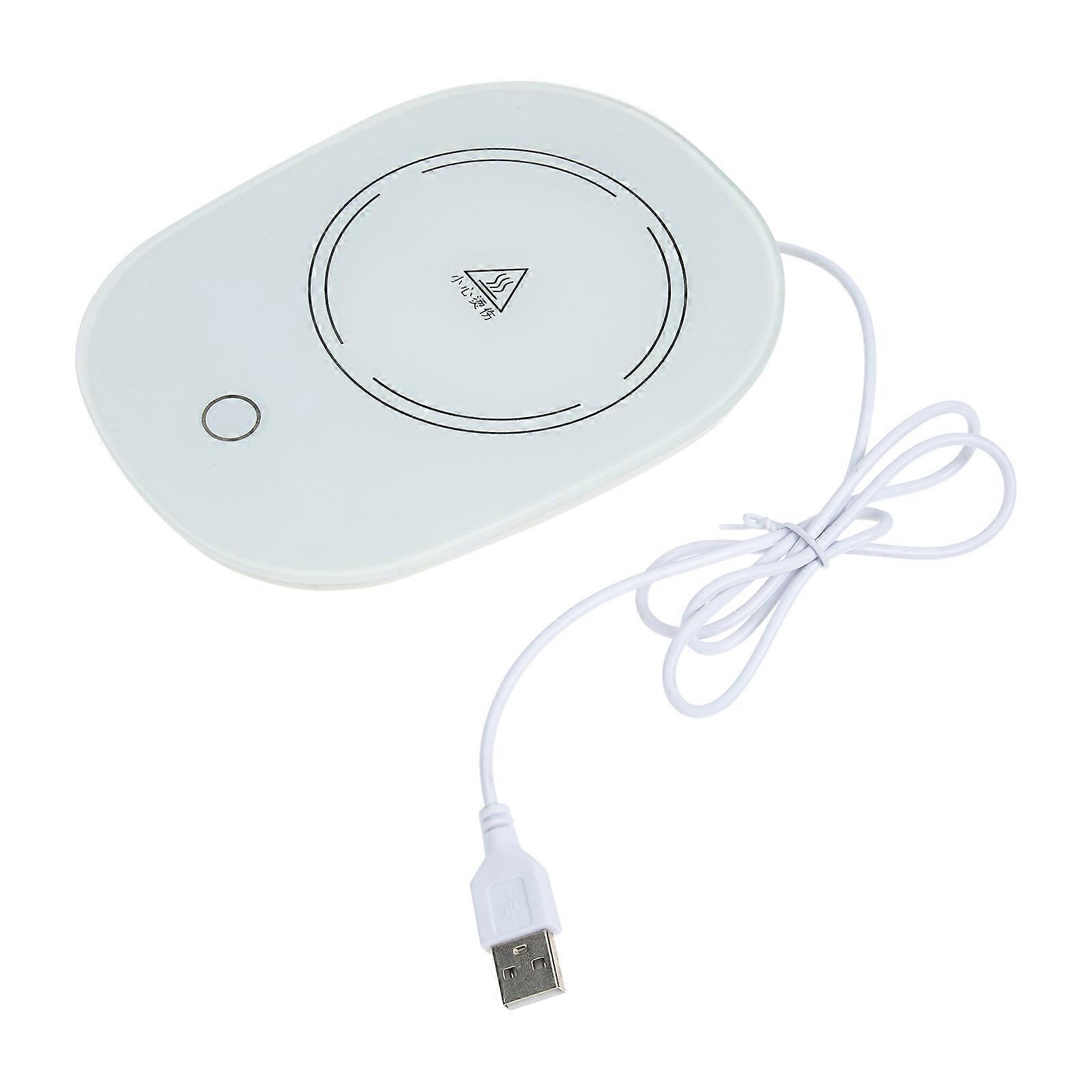 USB Heating Coaster Coffee Warmer for Home Use White Plastic